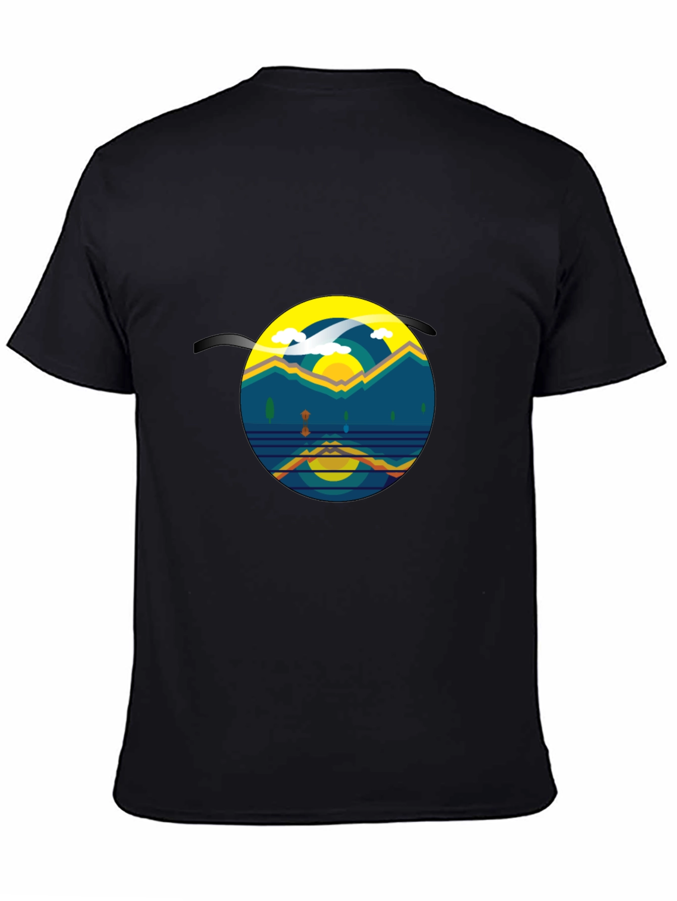 Black Geometric Sunset T-Shirt - Nature Inspired Graphic Tee view 4