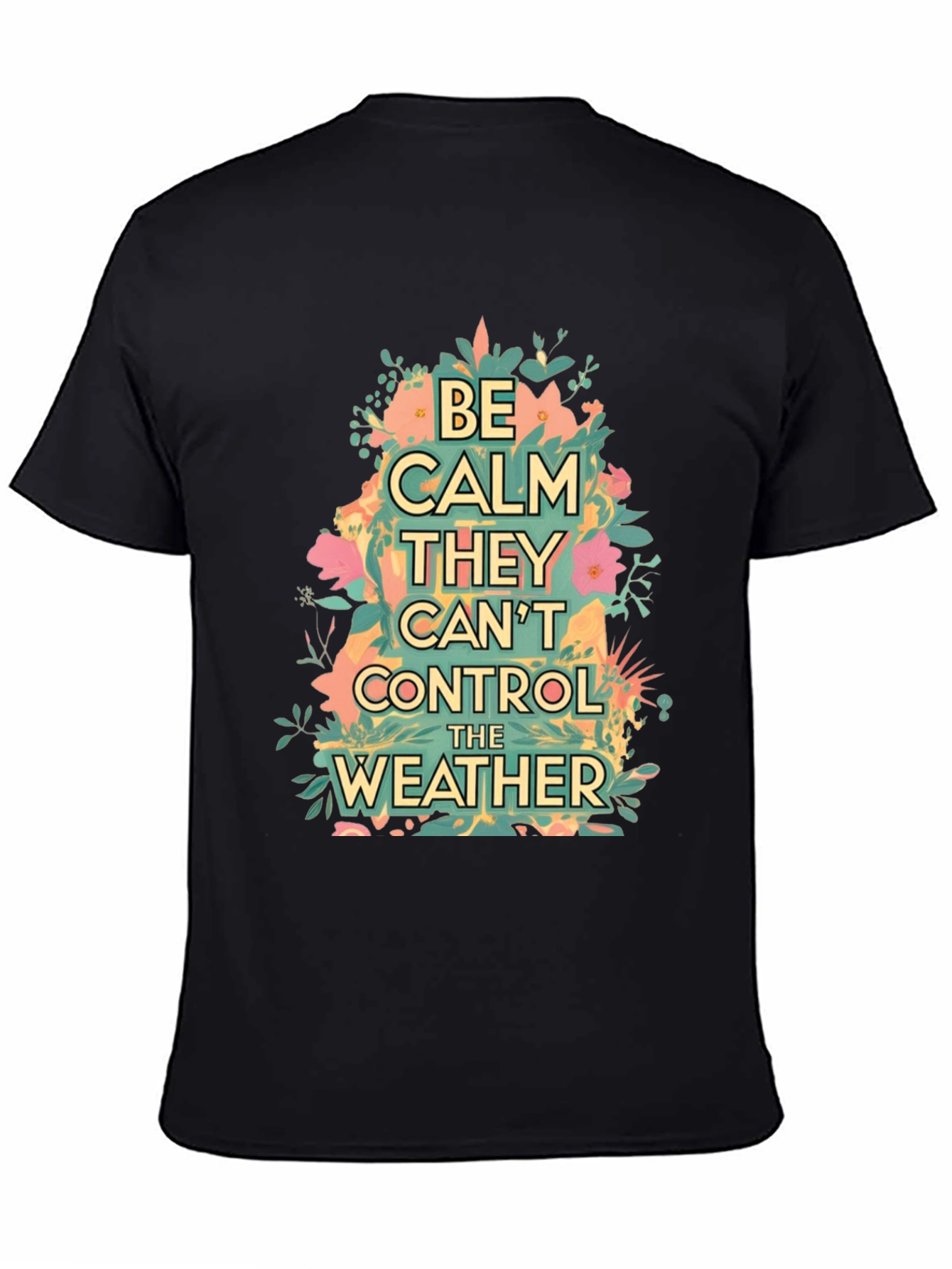 Black Be Calm They Can't Control The Weather Graphic Tee view 4