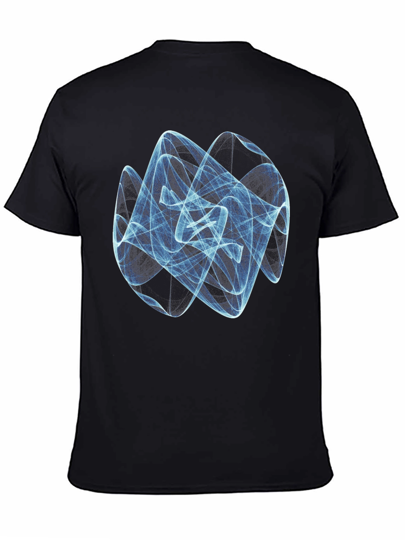 Black Abstract Swirl Graphic Tee - Modern Design, Black Cotton Shirt view 4