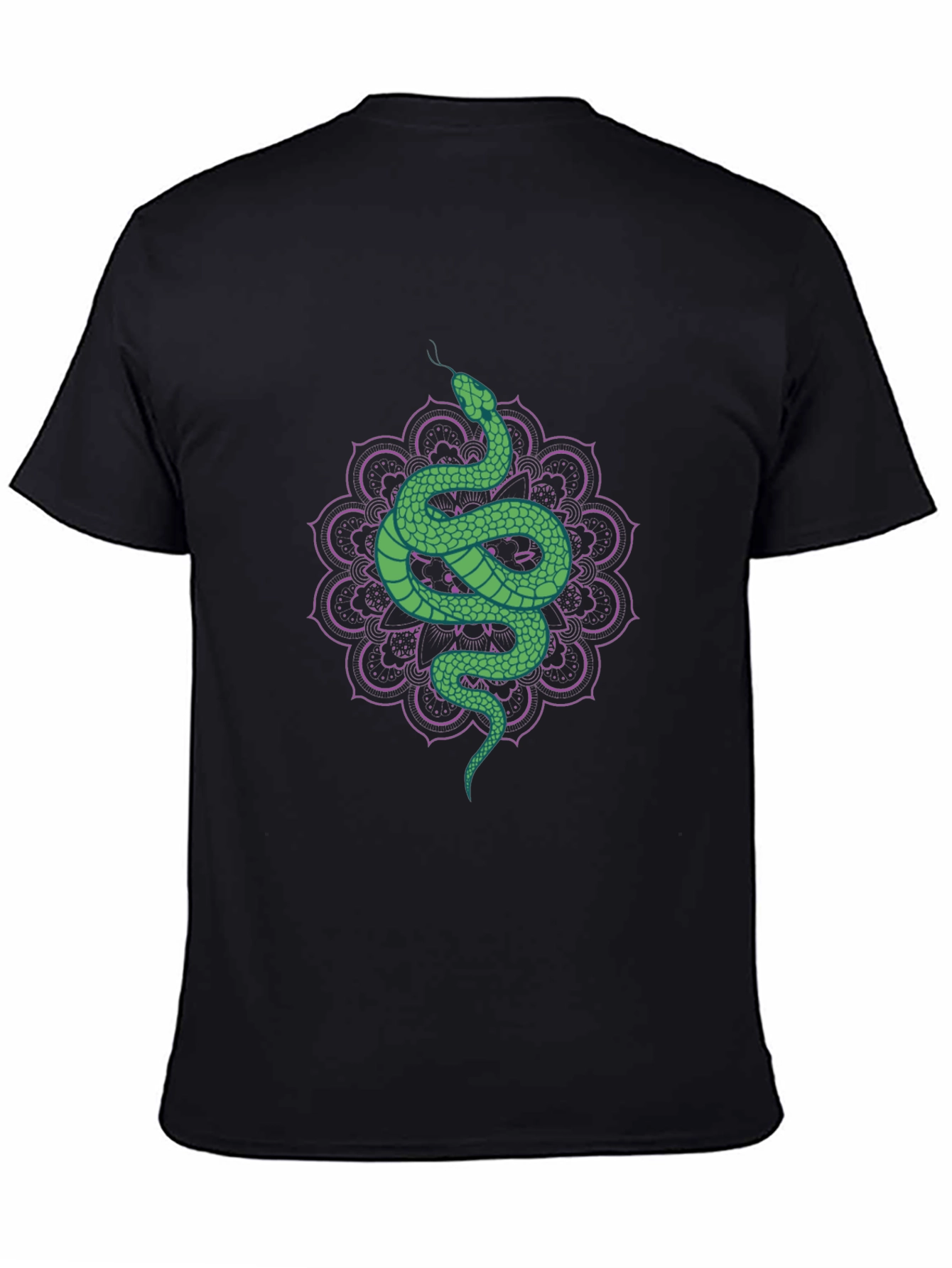 Black Snake Mandala Graphic Tee - Cool Serpent Design view 4