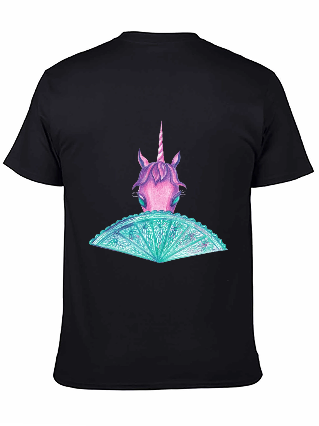 Black Unicorn Graphic Tee - Black Cotton T-Shirt view 4