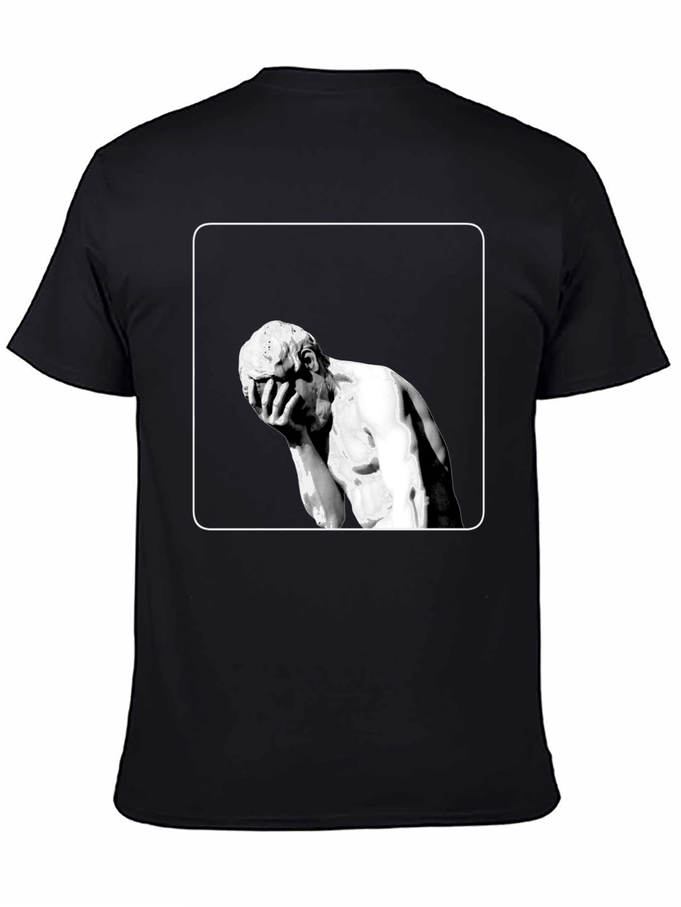 Black Modern Art Tee - Melancholy Statue Graphic view 4