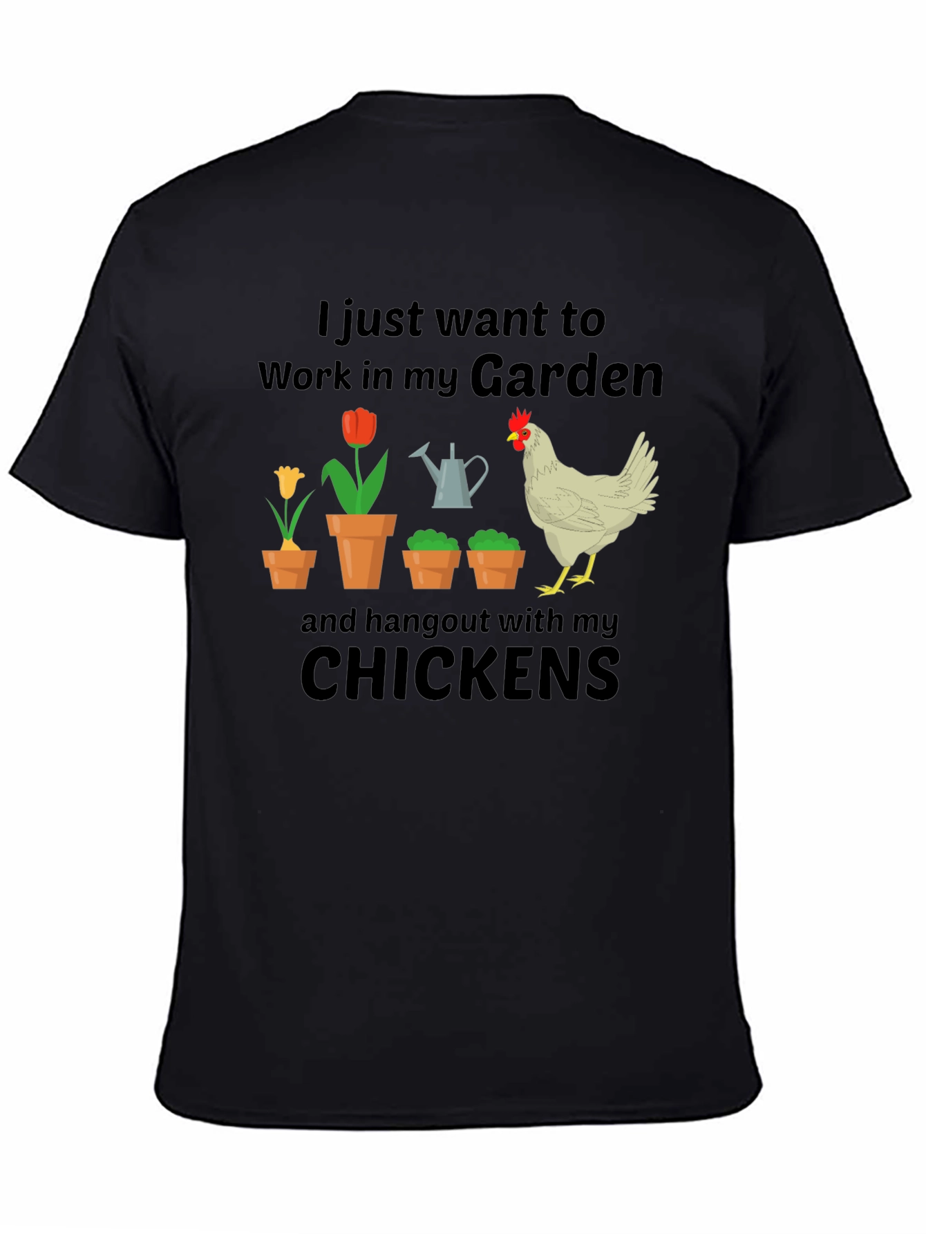 Black Gardening & Chickens T-Shirt view 4