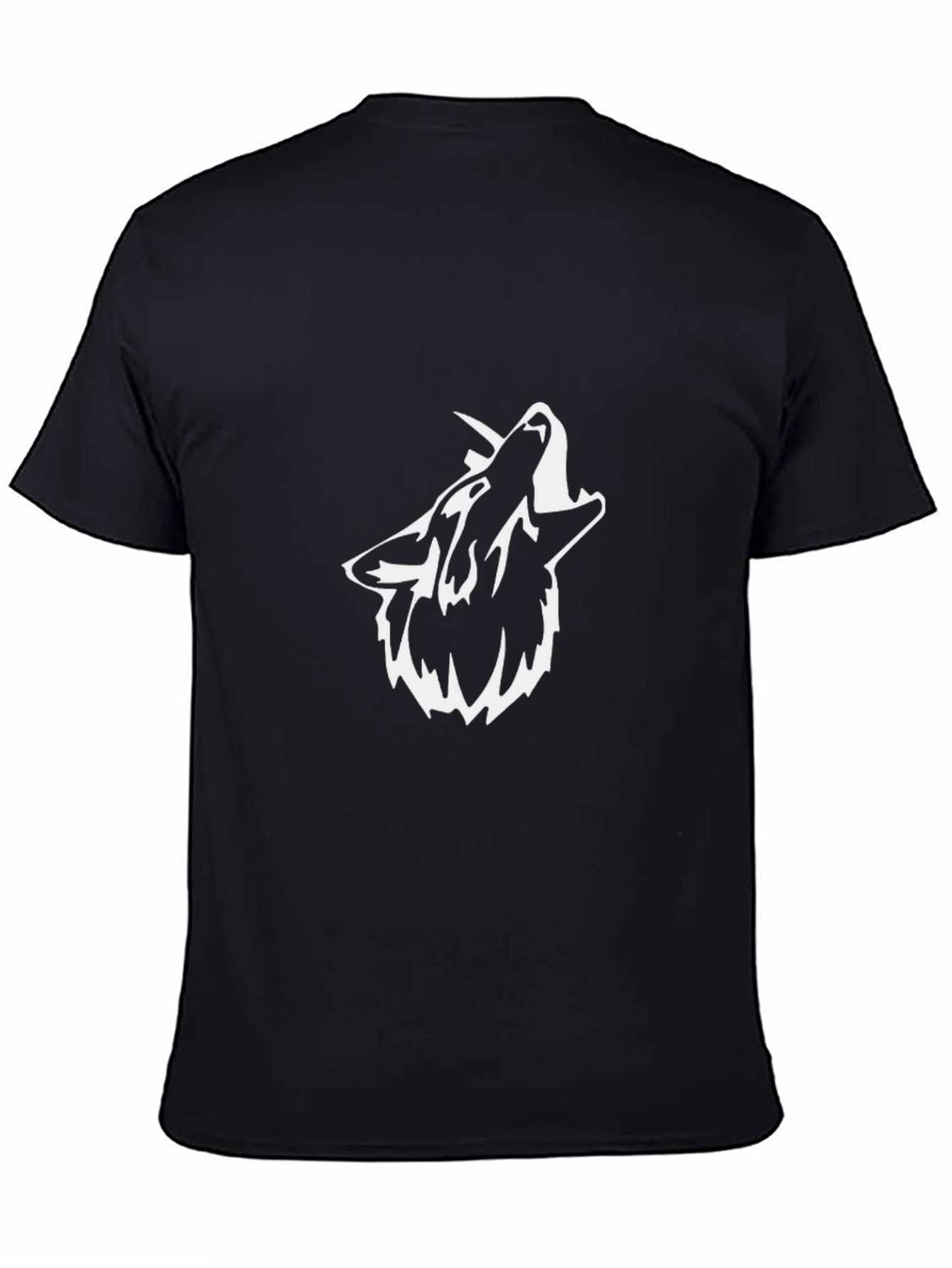 Black Black T-Shirt with Wolf Howl Graphic view 4