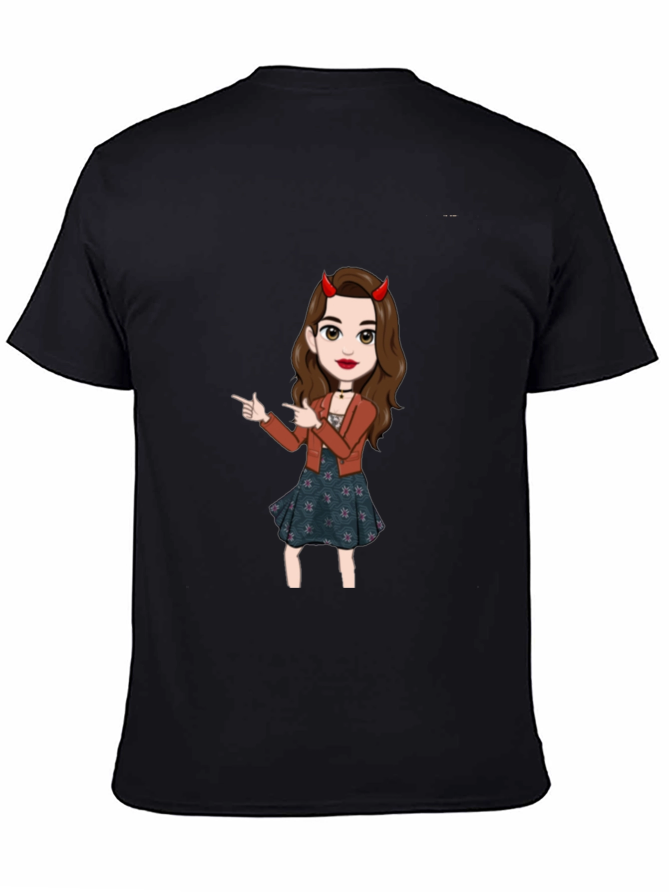 Black Fun Devil Girl Graphic Tee - Black Cotton Blend view 4