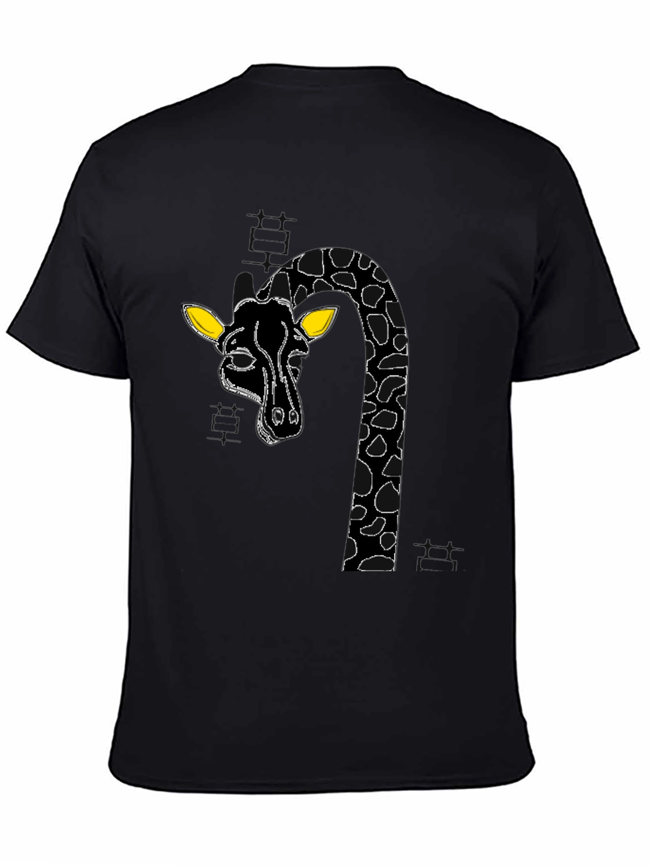 Black Giraffe Graphic Tee - Quirky Black Cotton T-Shirt view 4