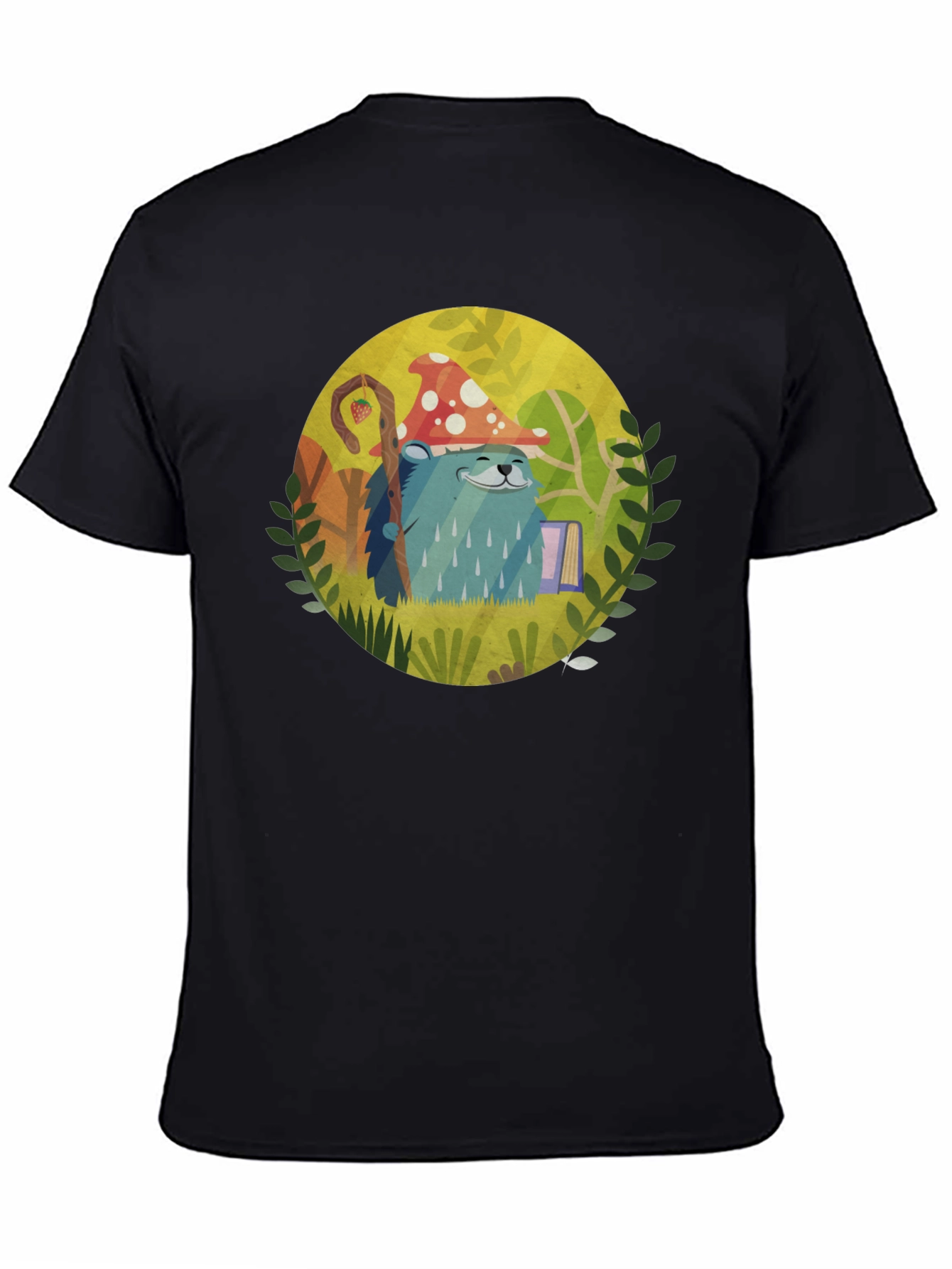 Black Whimsical Hedgehog T-Shirt view 4