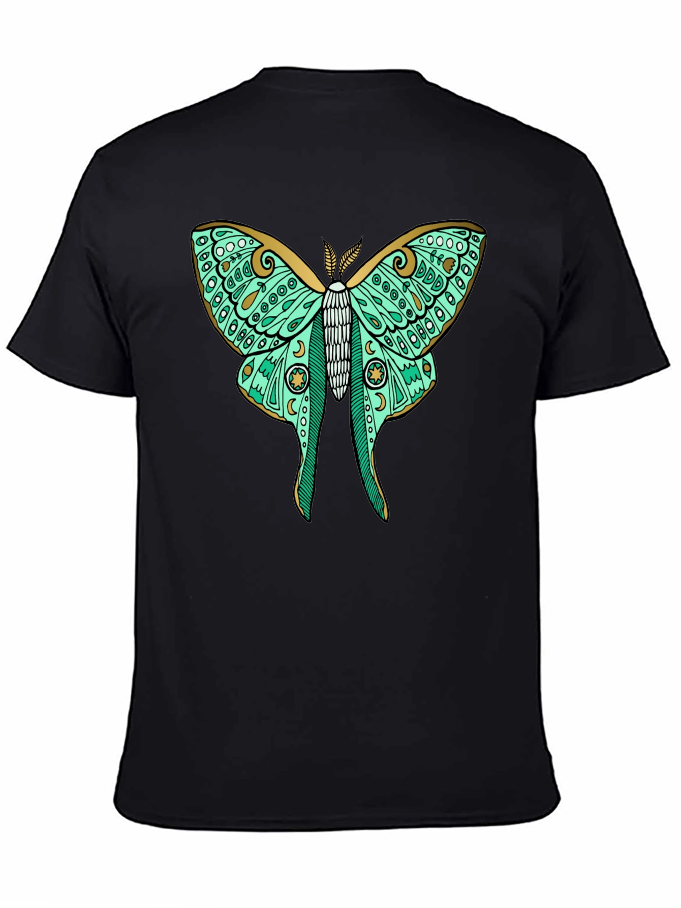 Black Luna Moth Graphic Tee - Black Cotton T-Shirt view 4