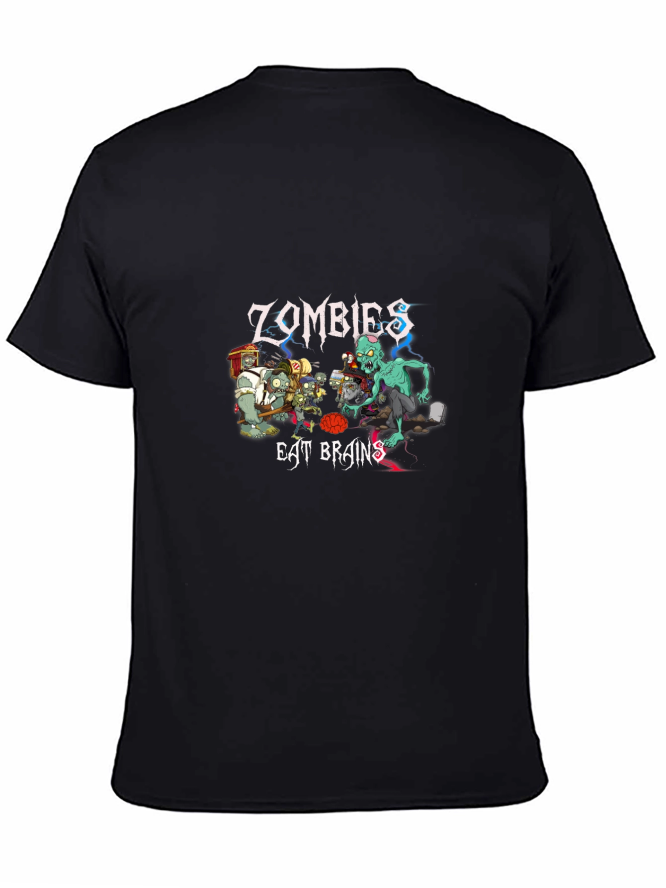 Black Zombies Eat Brains Graphic T-Shirt - Unique Design view 4