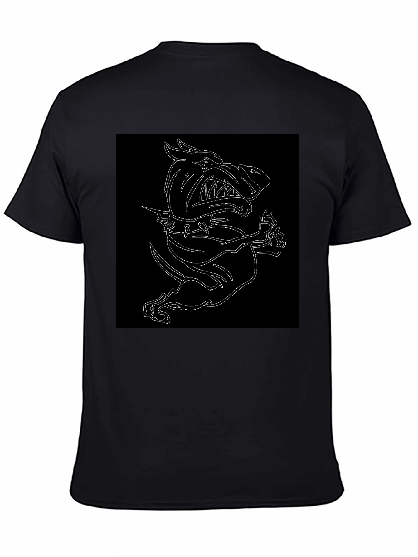 Black Edgy Dog Graphic Tee - Black Cotton T-Shirt view 4