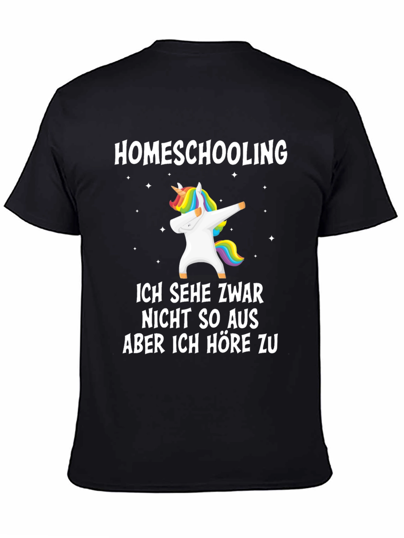 Black Homeschooling Unicorn T-Shirt view 4