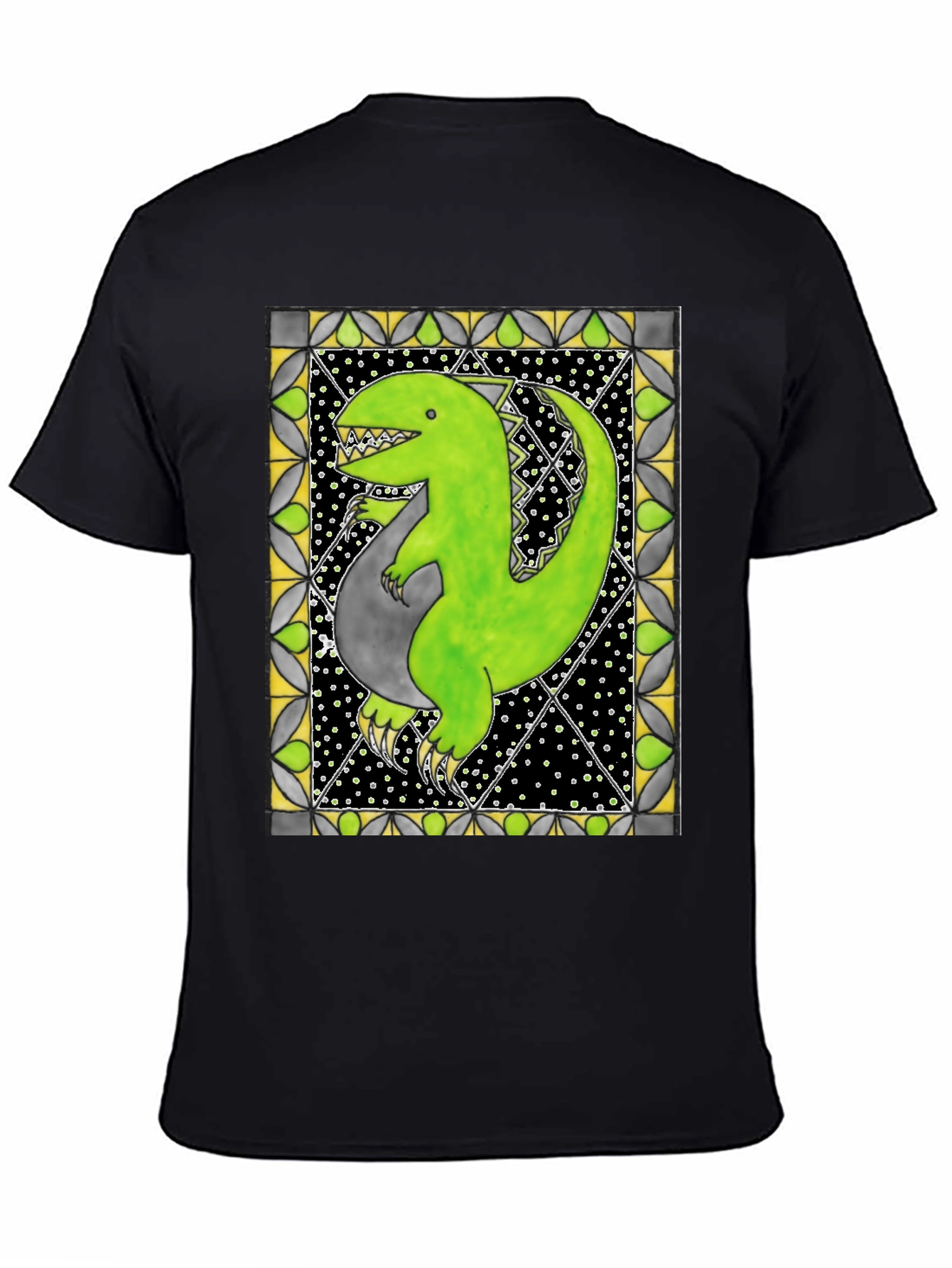 Black Dinosaur T-Shirt - Funky Graphic Tee view 4