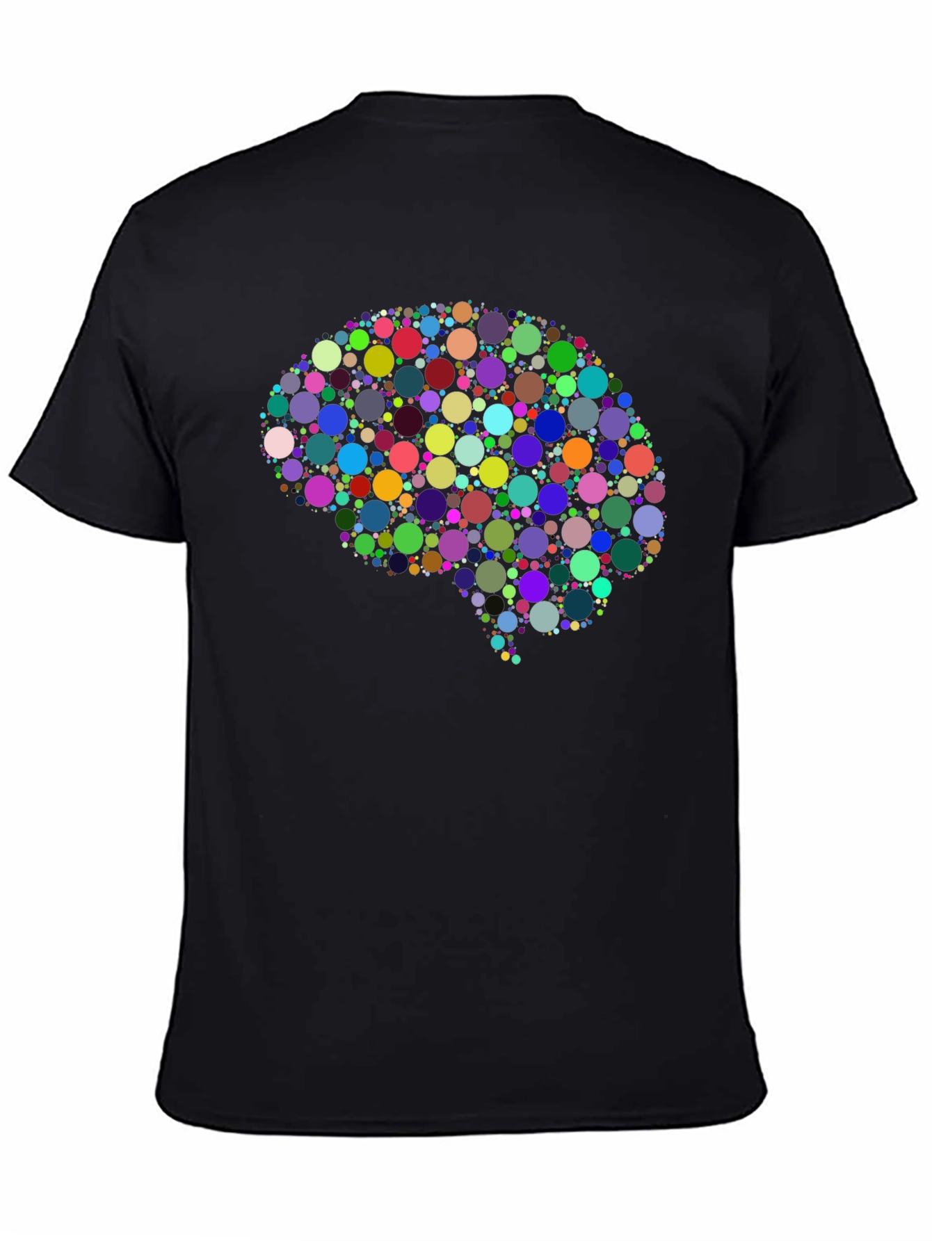 Black Colorful Brain Graphic Tee - Black Cotton T-Shirt view 4