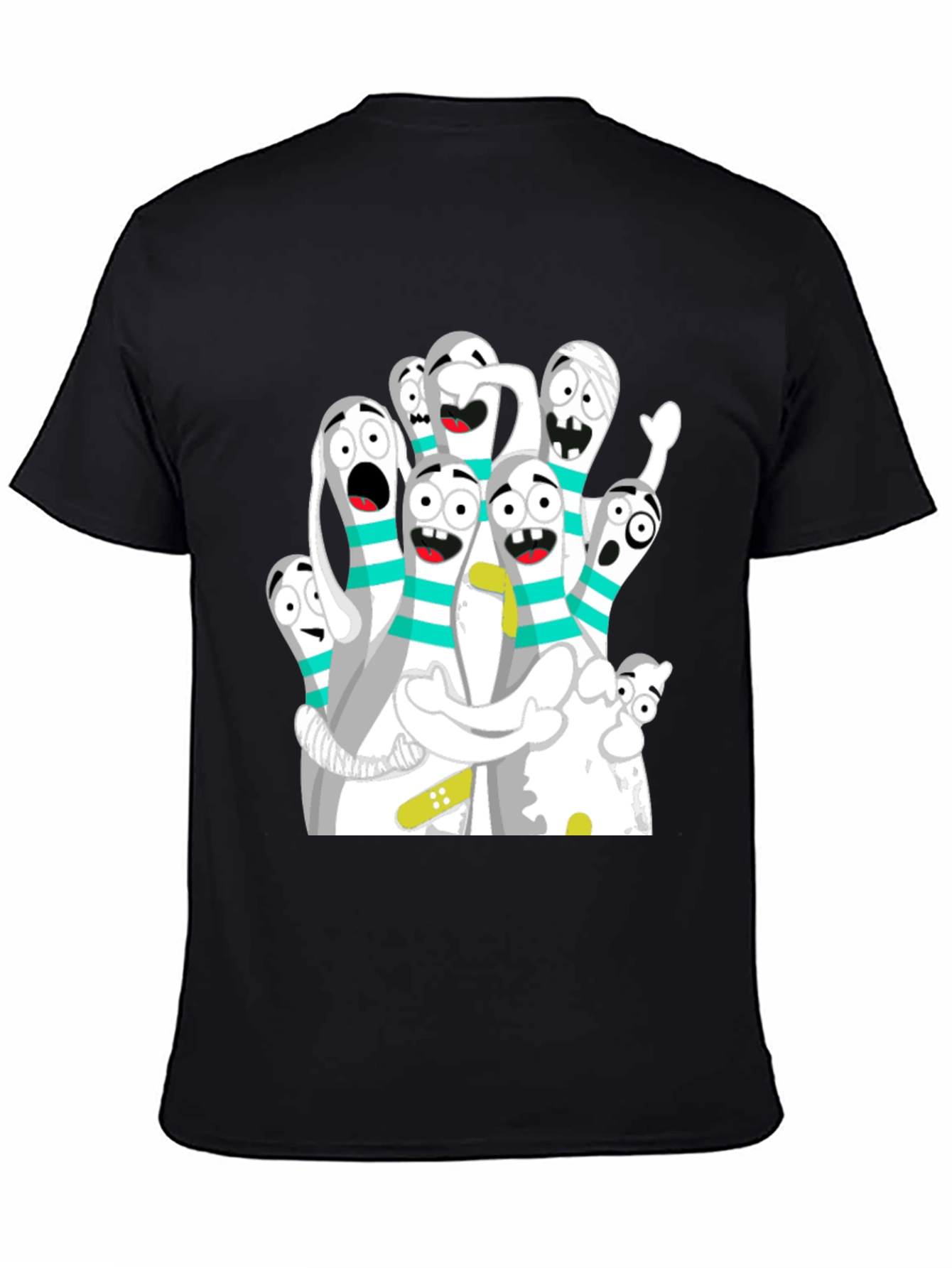 Black Cartoon Bowling Pin Graphic Tee - Black view 4