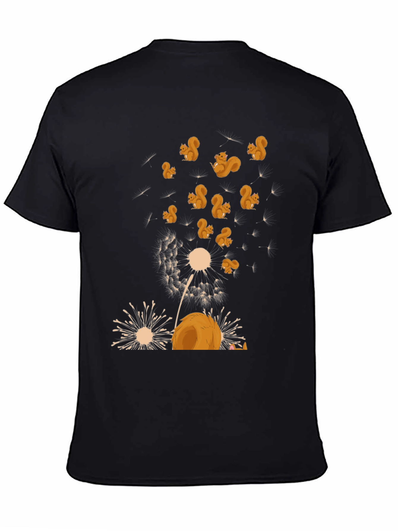 Black Squirrel Dandelion T-Shirt - Whimsical Graphic Tee view 4