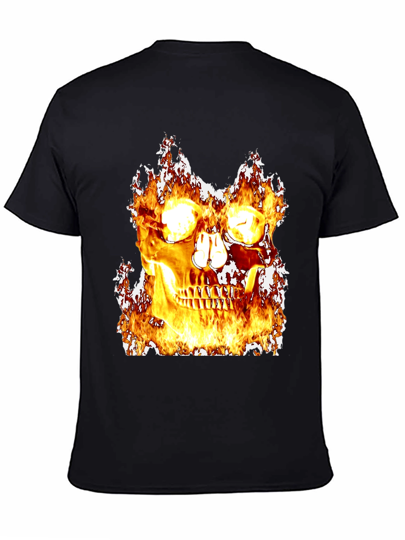 Black Fiery Skull Graphic Black T-Shirt view 4