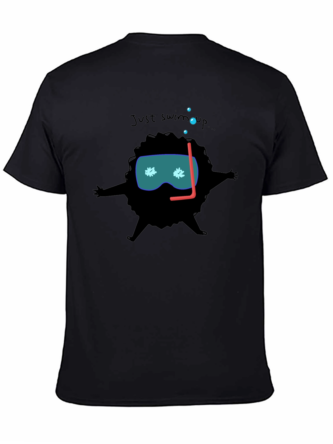Black Funny Diver Cartoon Black T-Shirt view 4