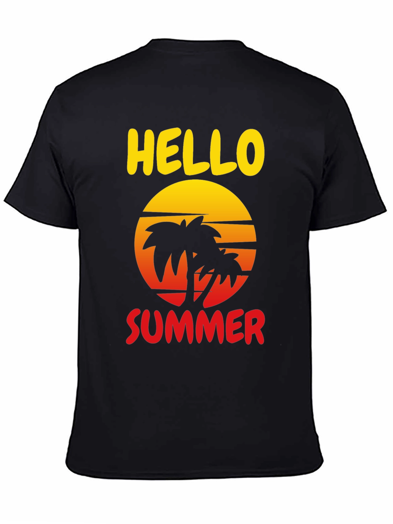 Black Hello Summer Palm Tree Graphic Tee view 4