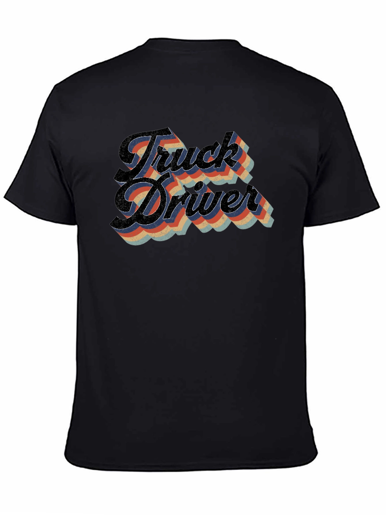 Black Truck Driver Retro Style T-Shirt view 4