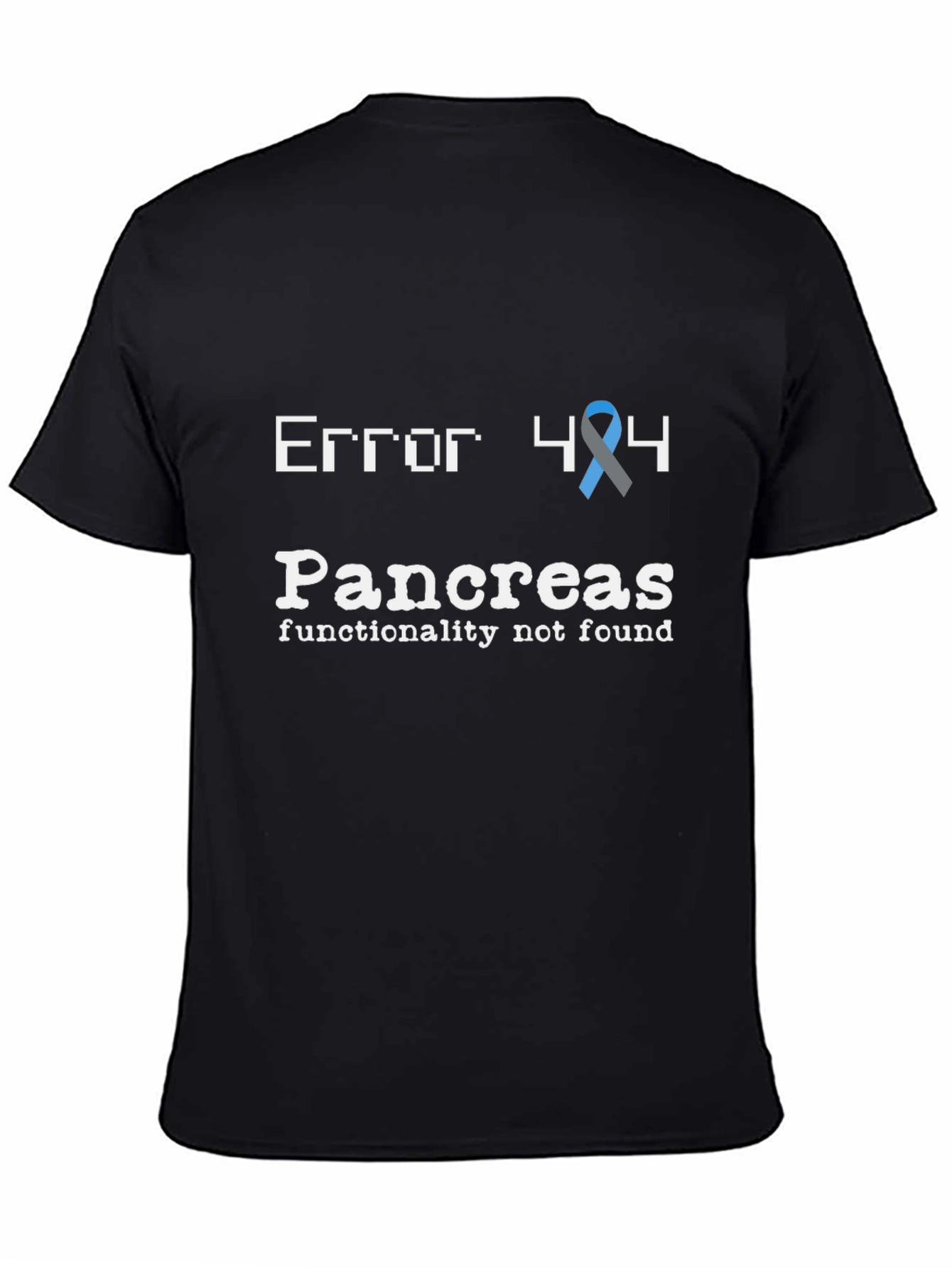Black Error 404 Pancreas Found T-Shirt view 4