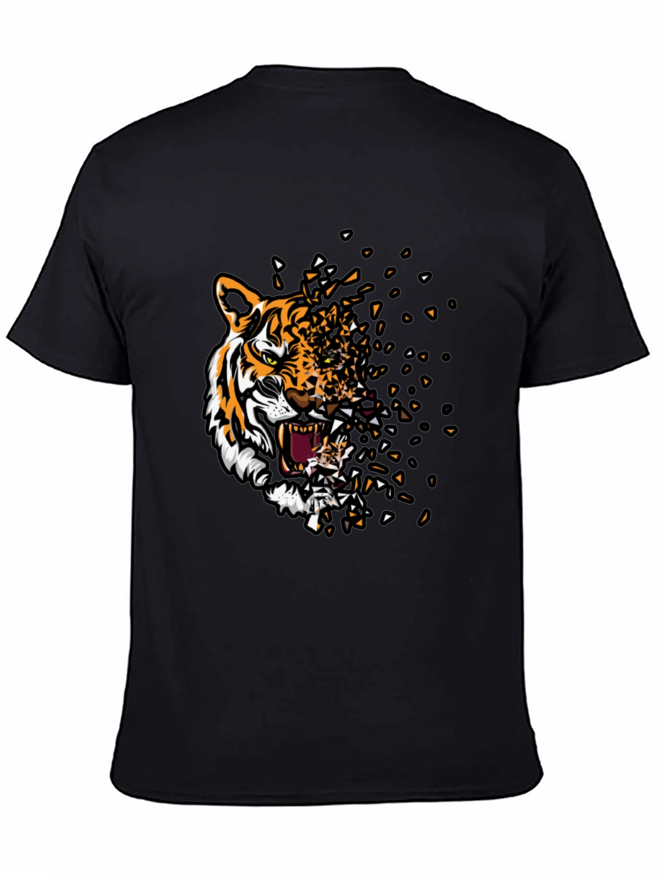 Black Tiger Graphic Print Men's Black T-Shirt view 4
