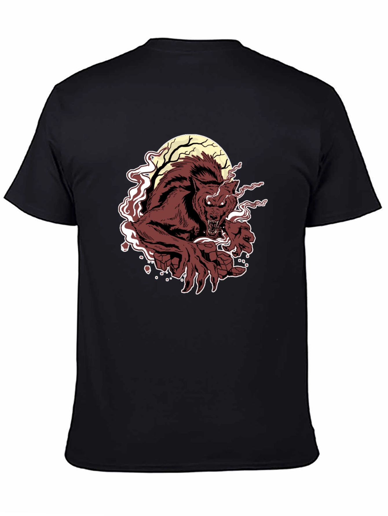 Black Werewolf Moon Graphic T-Shirt - Black view 4