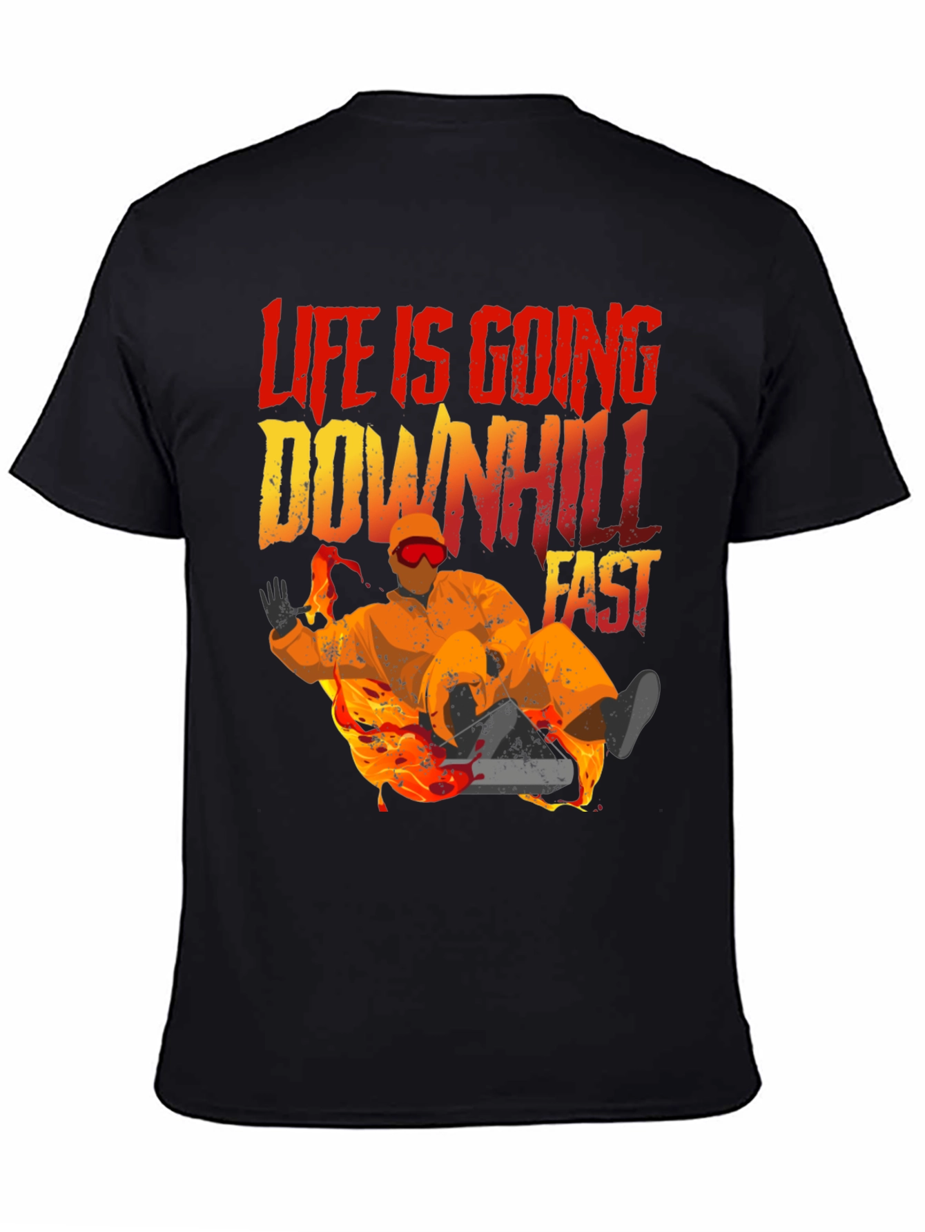 Black Life Is Going Downhill Fast Graphic Tee - Black view 4