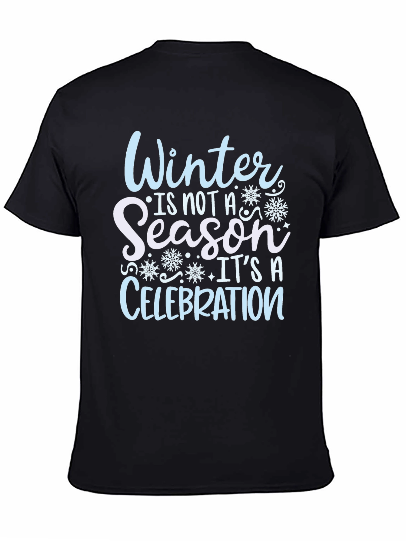 Black Winter Celebration Black Cotton T-Shirt view 4