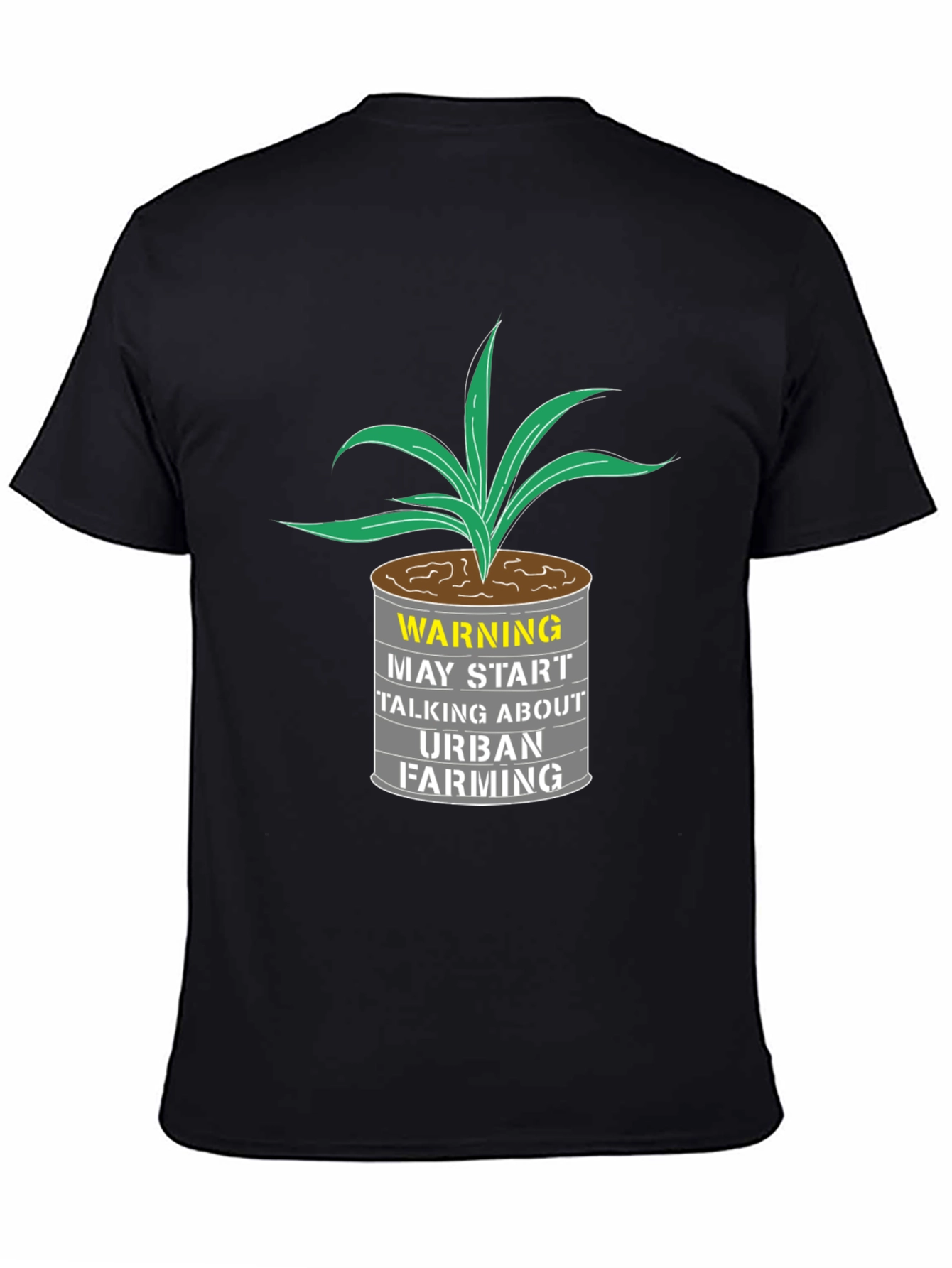 Black Urban Farming T-Shirt - Warning Graphic Tee view 4
