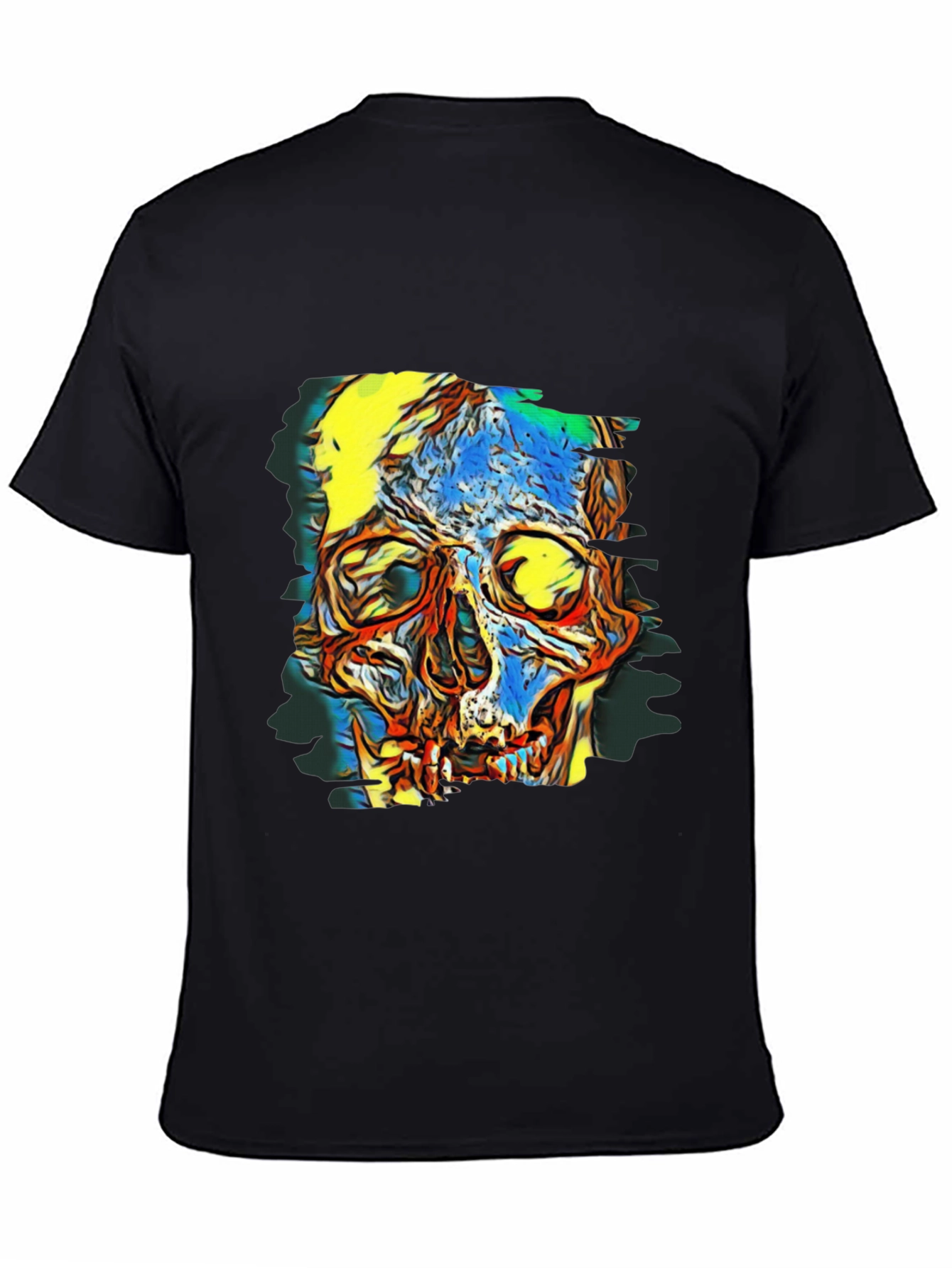 Black Abstract Skull Graphic Black T-Shirt view 4