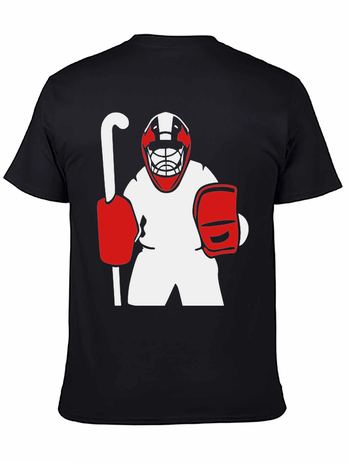 Black Hockey Goalie Graphic Tee - Black Cotton T-Shirt view 4