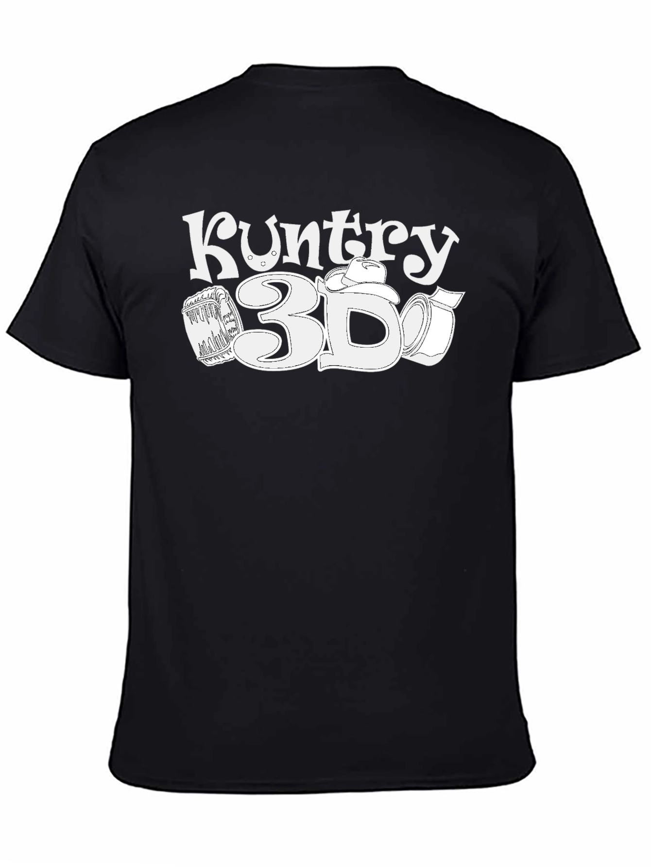 Black Kuntry 3D T-Shirt - Black Cotton Graphic Tee view 4