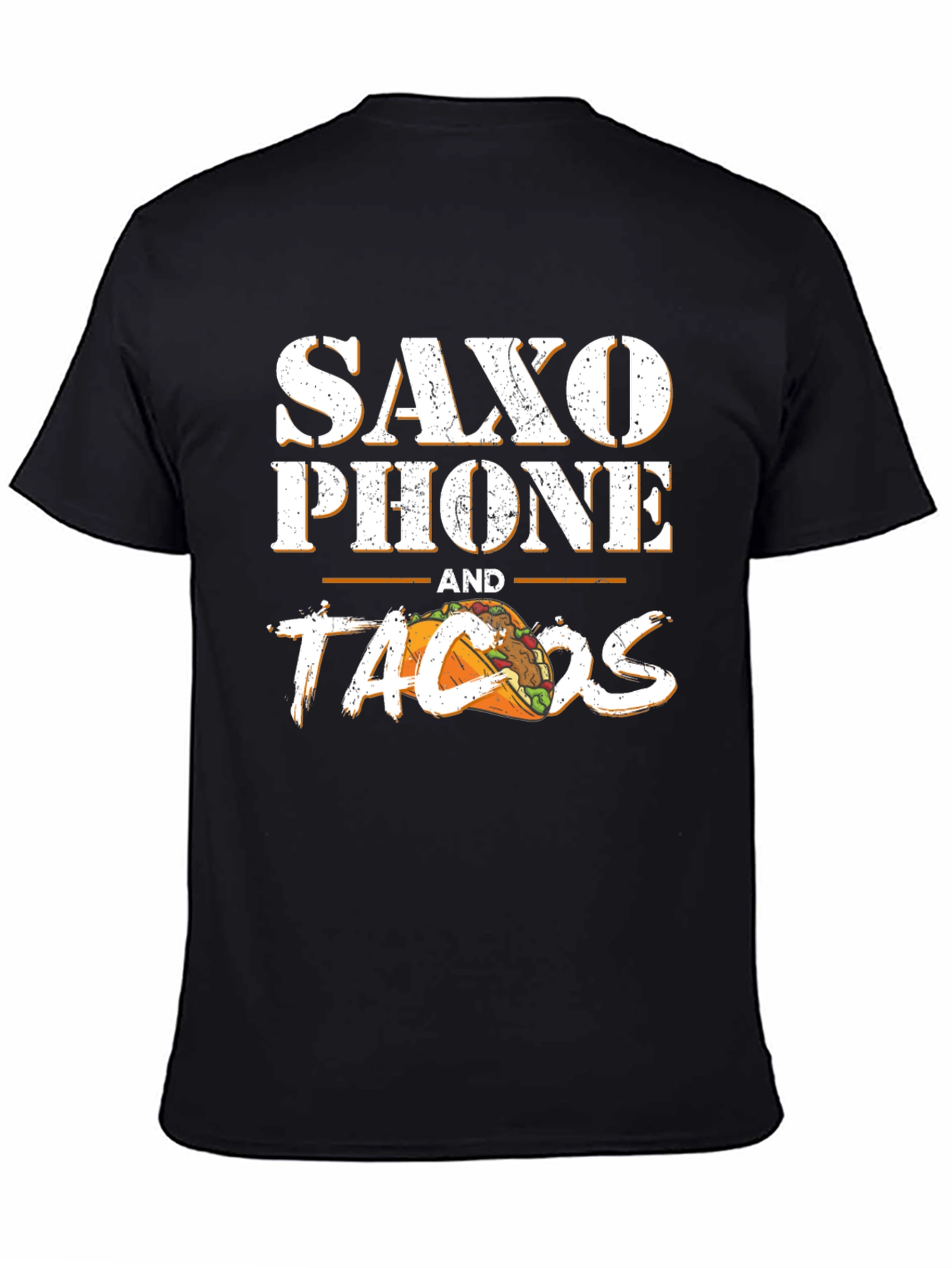 Black Saxophone and Tacos Graphic T-Shirt view 4