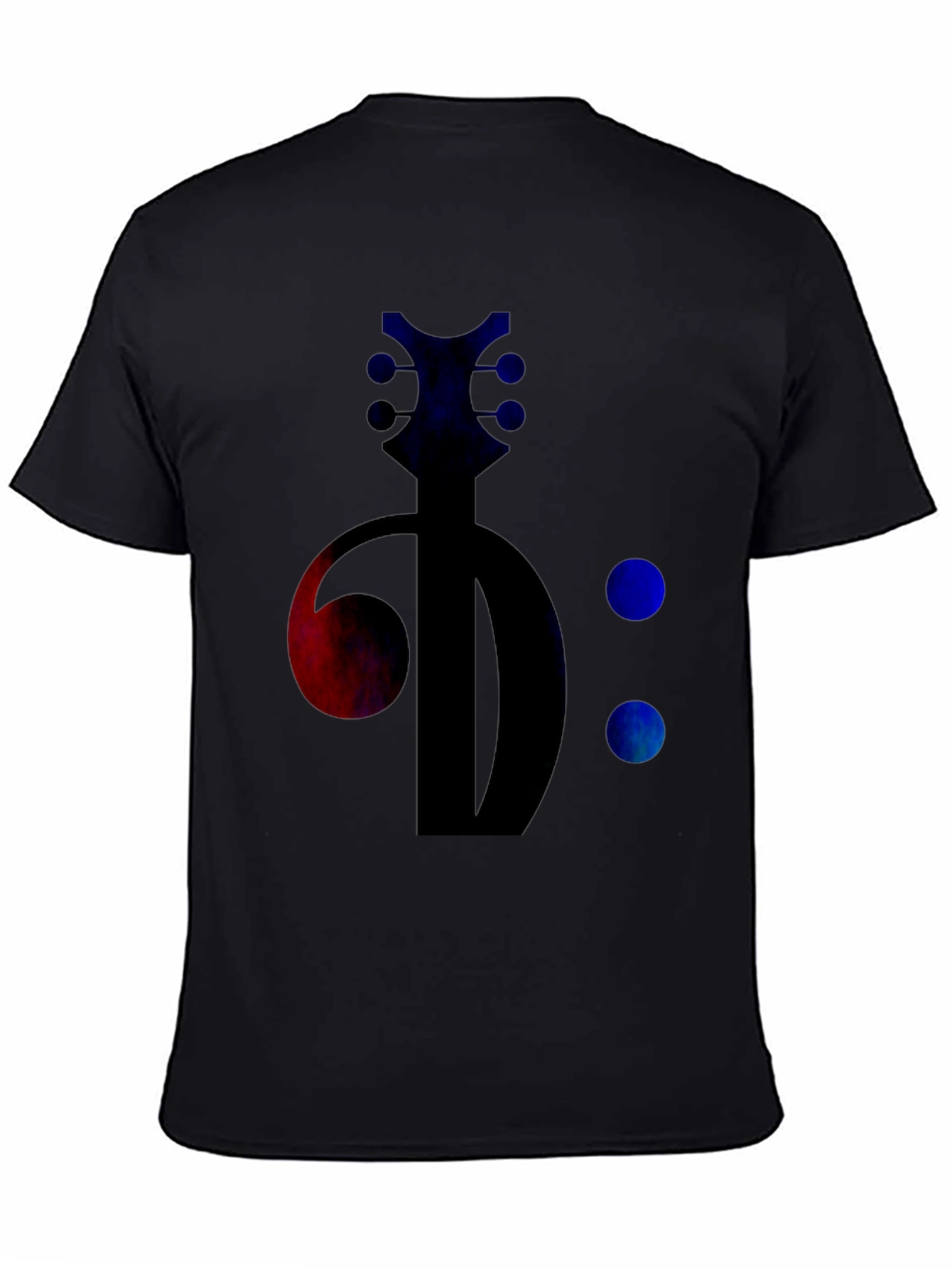 Black Bass Clef Guitar Tee - Music Lover's Black T-Shirt view 4