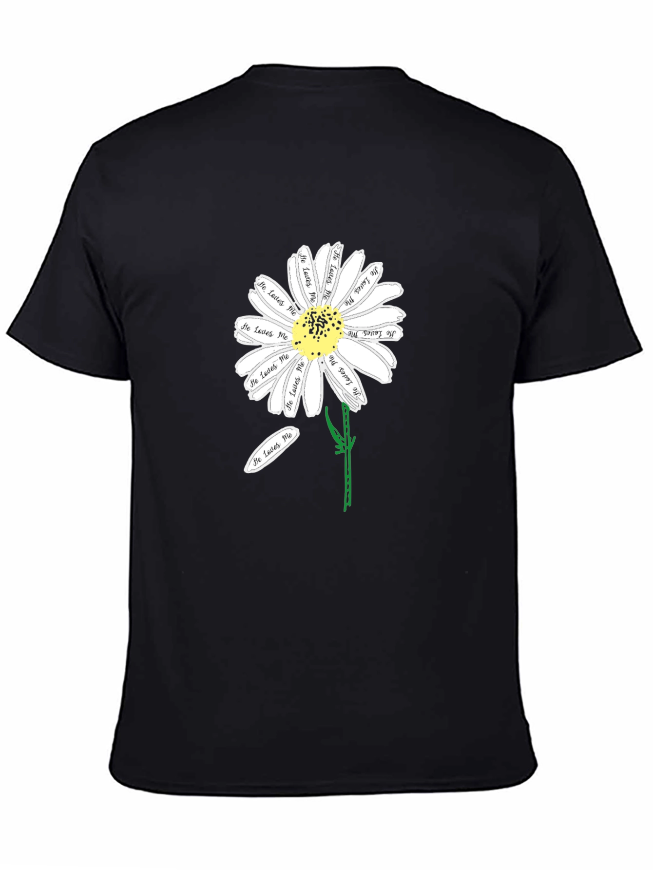 Black He Loves Me Daisy T-Shirt view 4