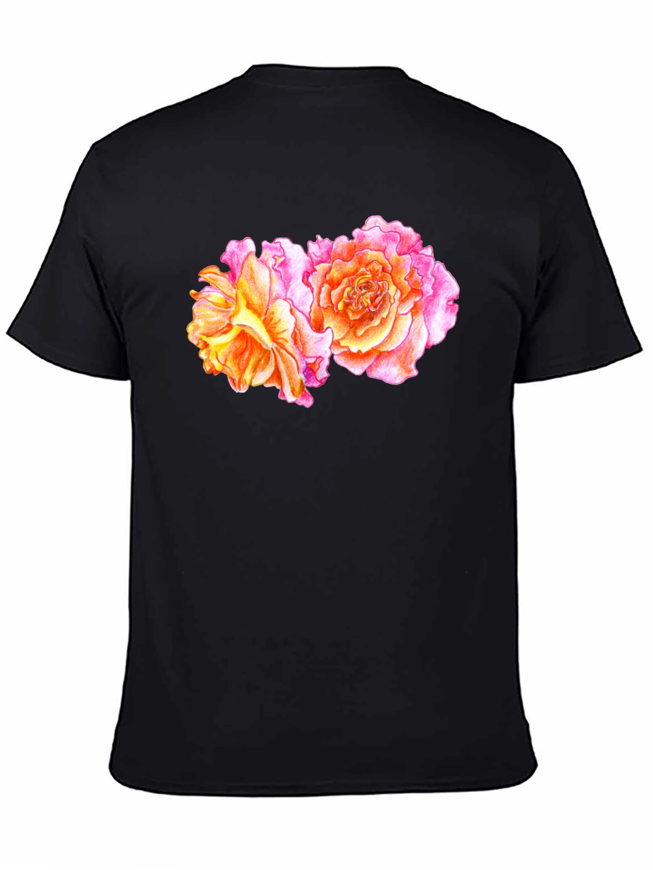 Black Floral Rose T-Shirt - Black view 4