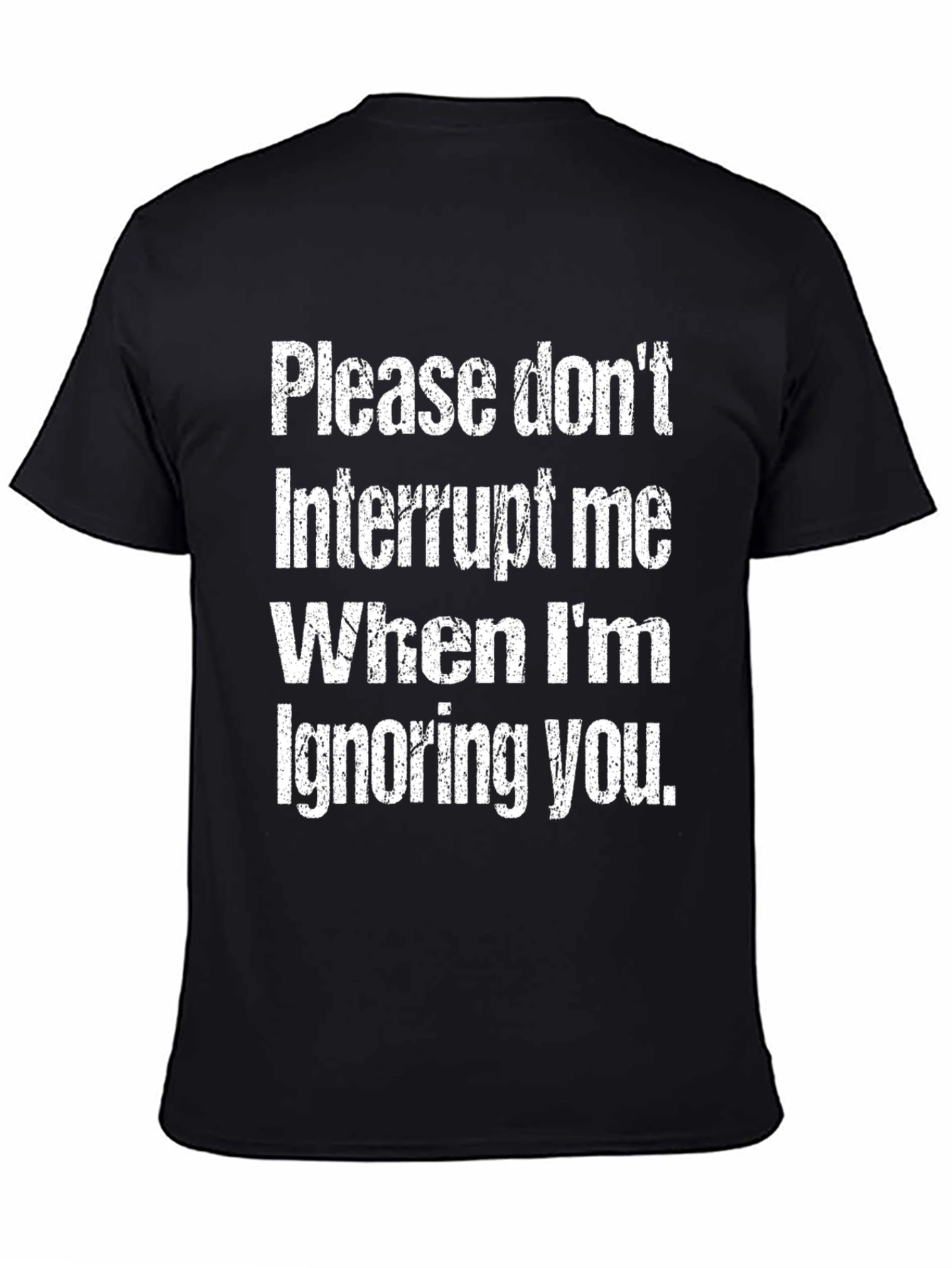 Black Humorous "Please Don't Interrupt" Graphic Tee view 4