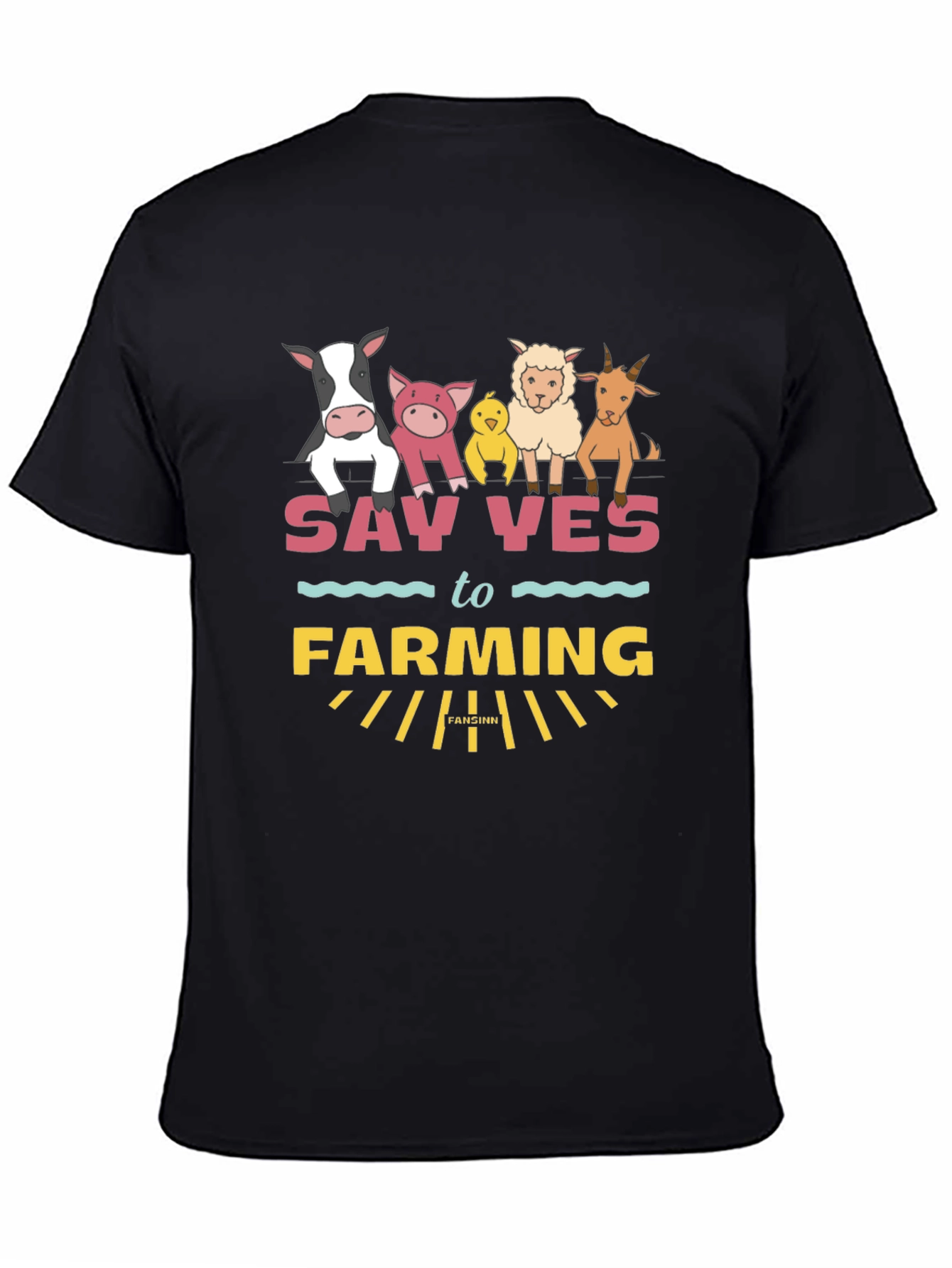 Black Farming Animal Graphic T-Shirt view 4