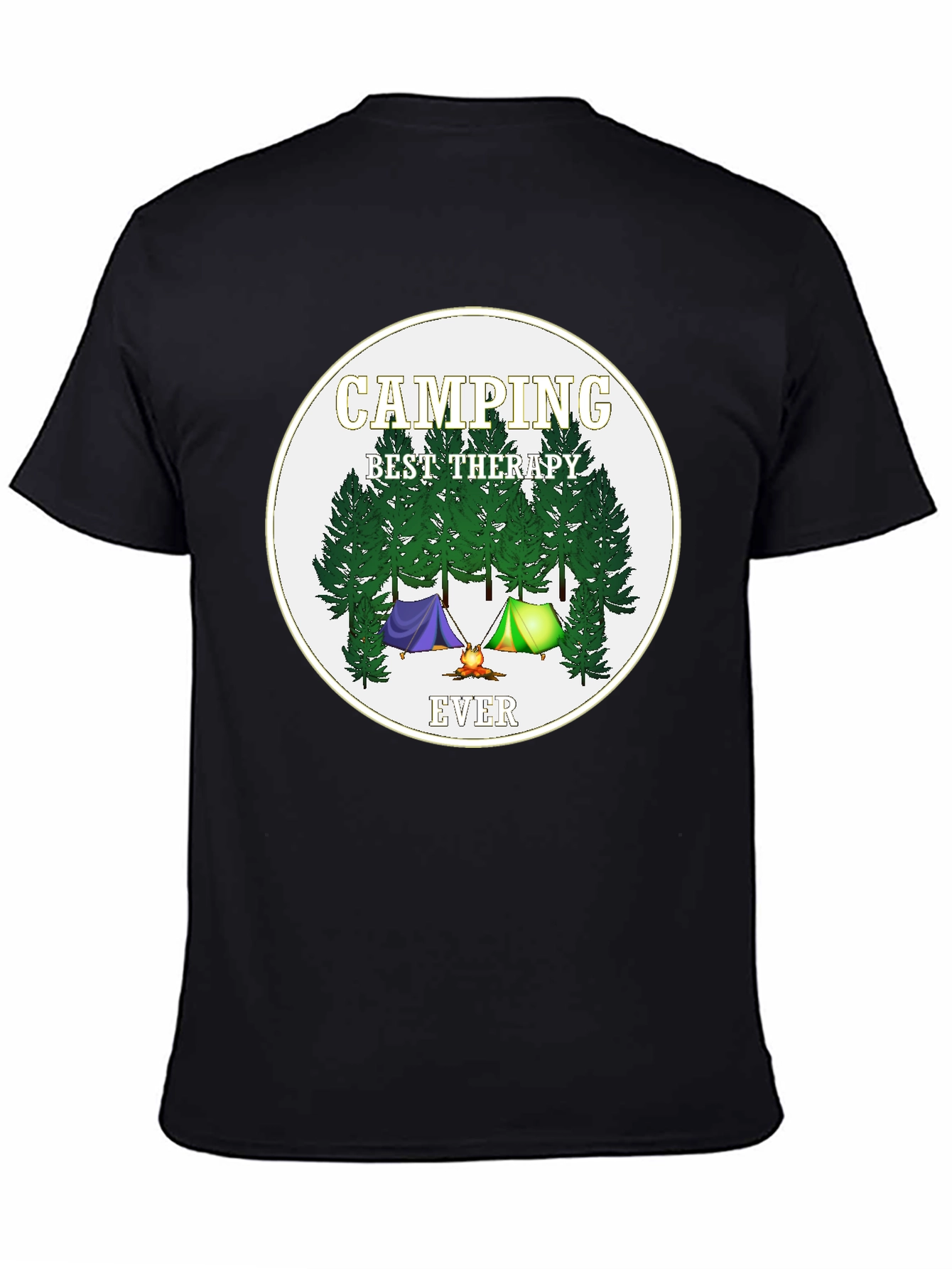 Black Camping Best Therapy Ever Graphic Tee view 4