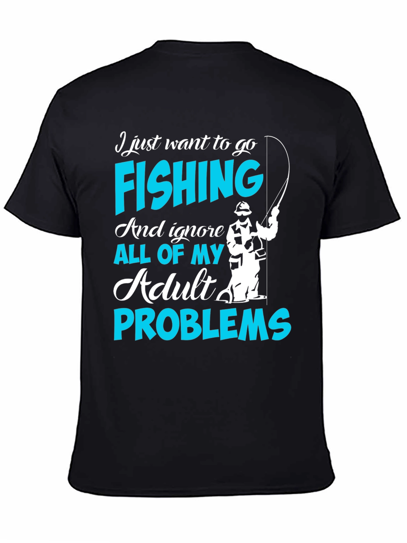 Black Fishing T-Shirt - Ignore Adult Problems view 4
