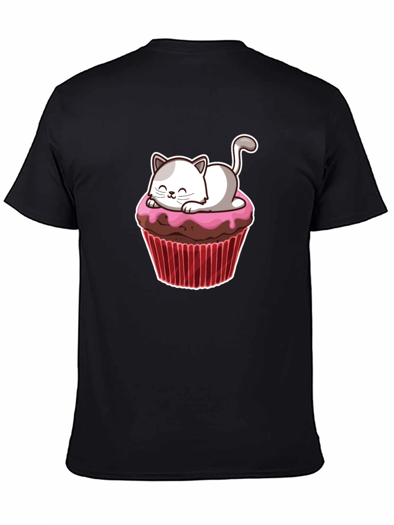 Black Cute Cat Cupcake T-Shirt - Fun & Sweet Design view 4