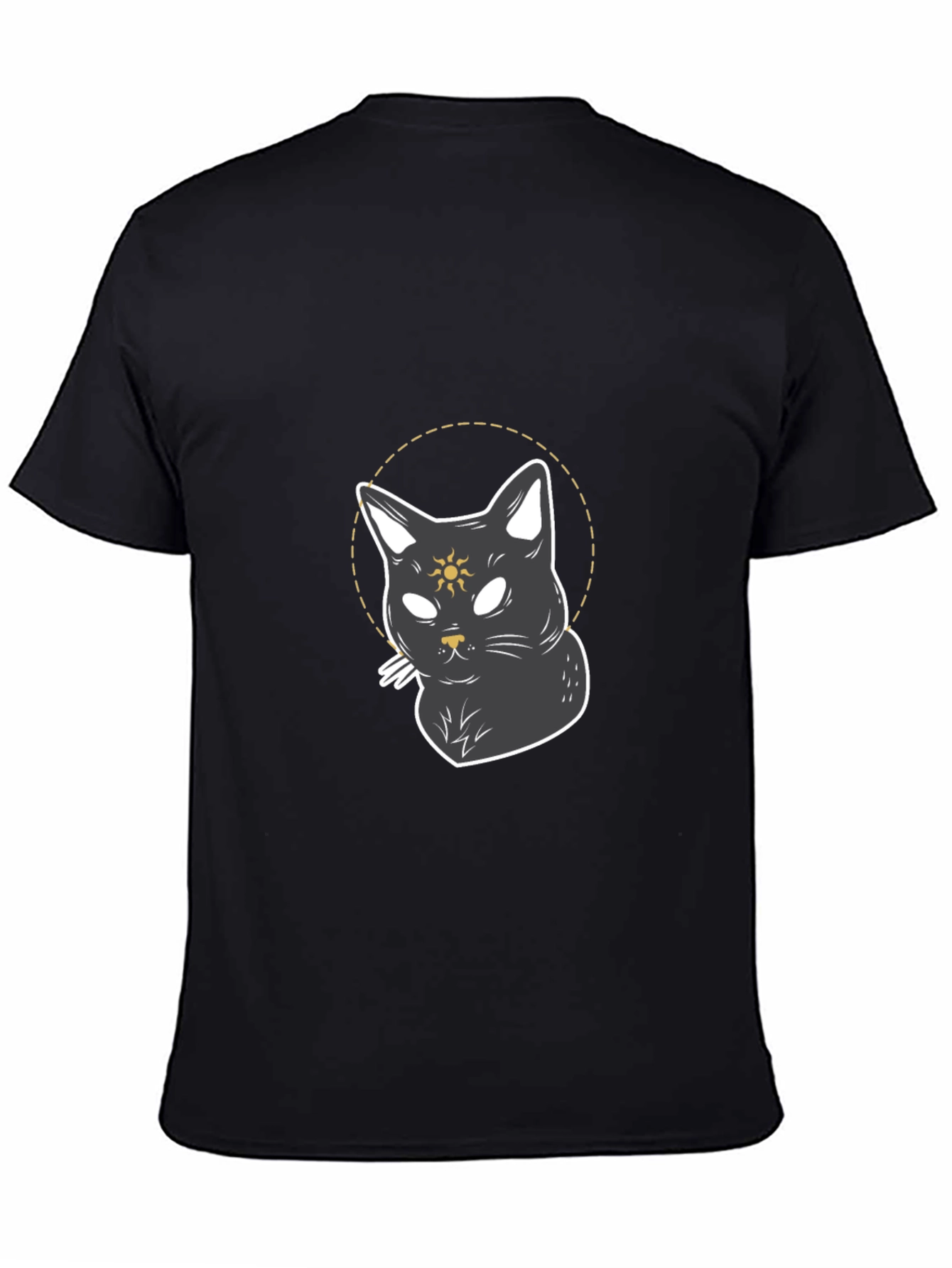 Black Mystic Cat Graphic T-Shirt - Black view 4