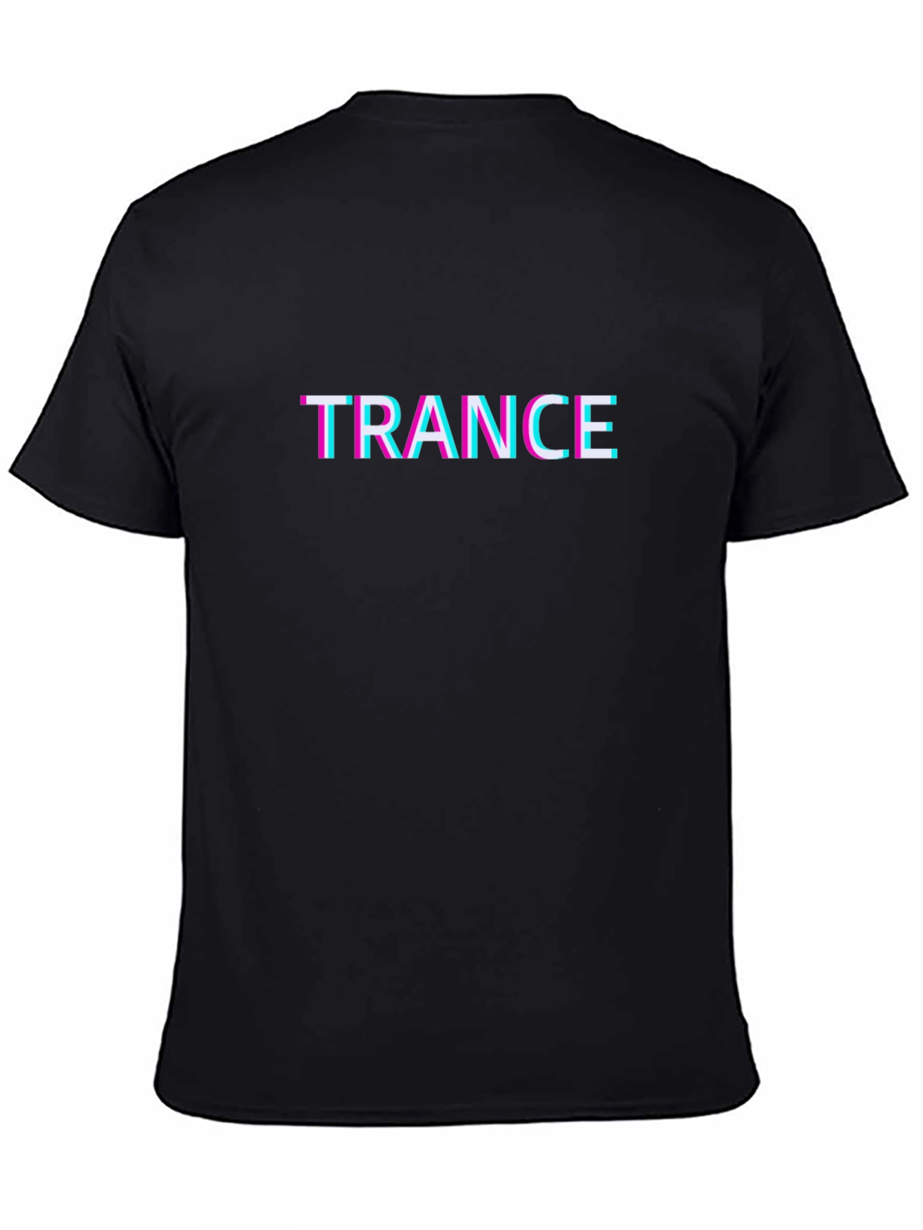 Black Trance Glitch Effect Graphic Tee - Black Cotton T-Shirt view 4