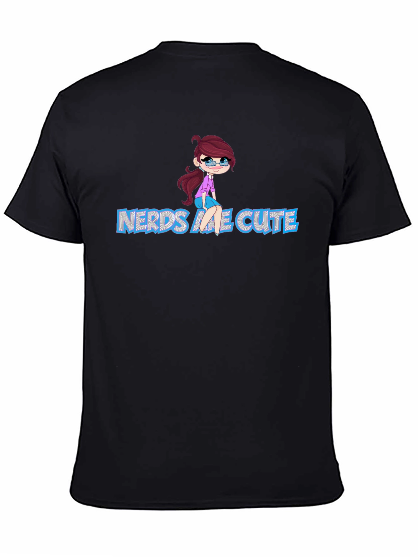 Black Nerds Are Cute Unisex Black T-Shirt view 4