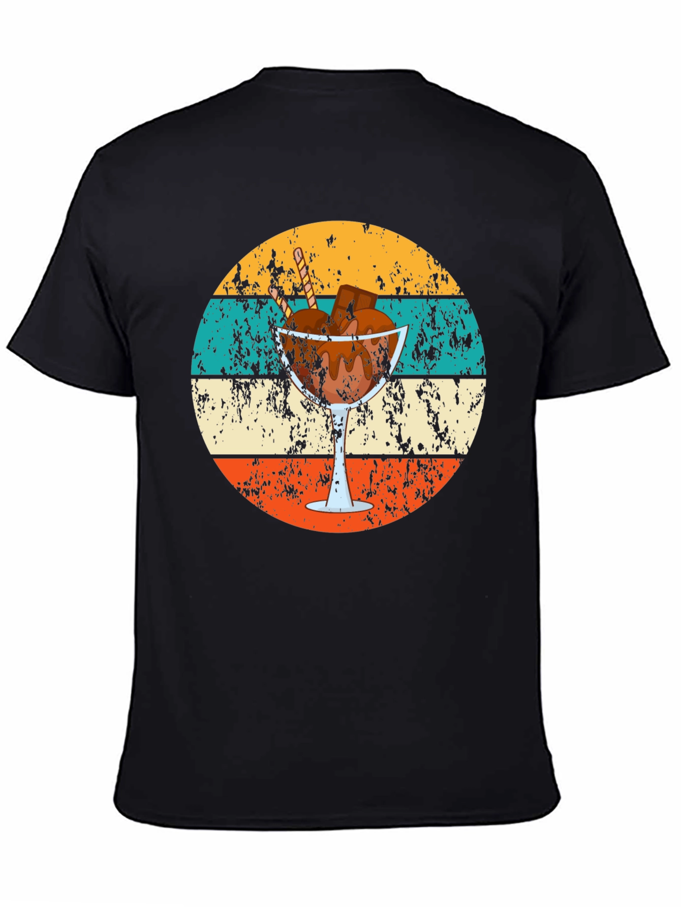 Black Retro Dessert T-Shirt - Chocolate Sundae Graphic Tee view 4