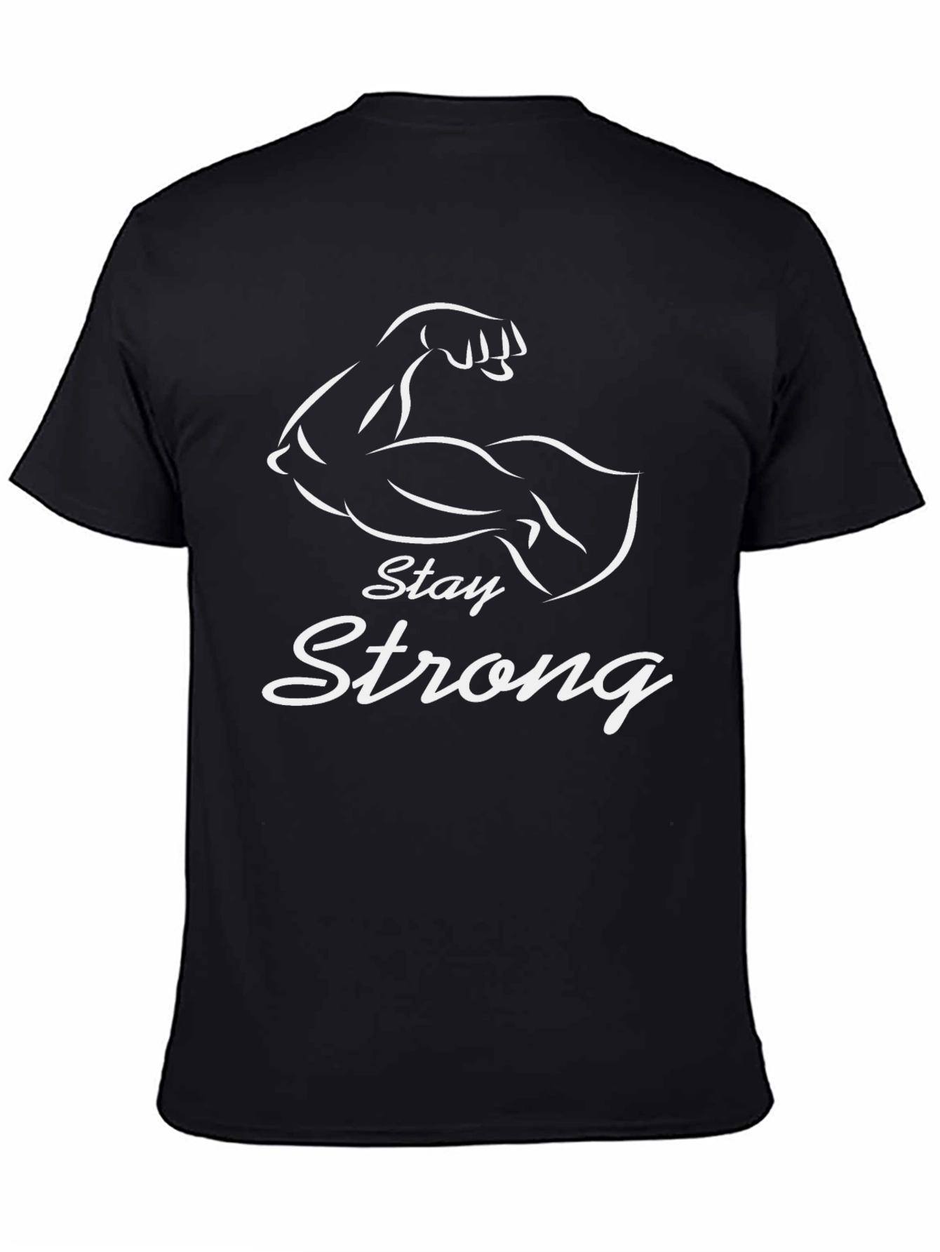 Black Stay Strong Graphic Tee - Black Cotton T-Shirt view 4