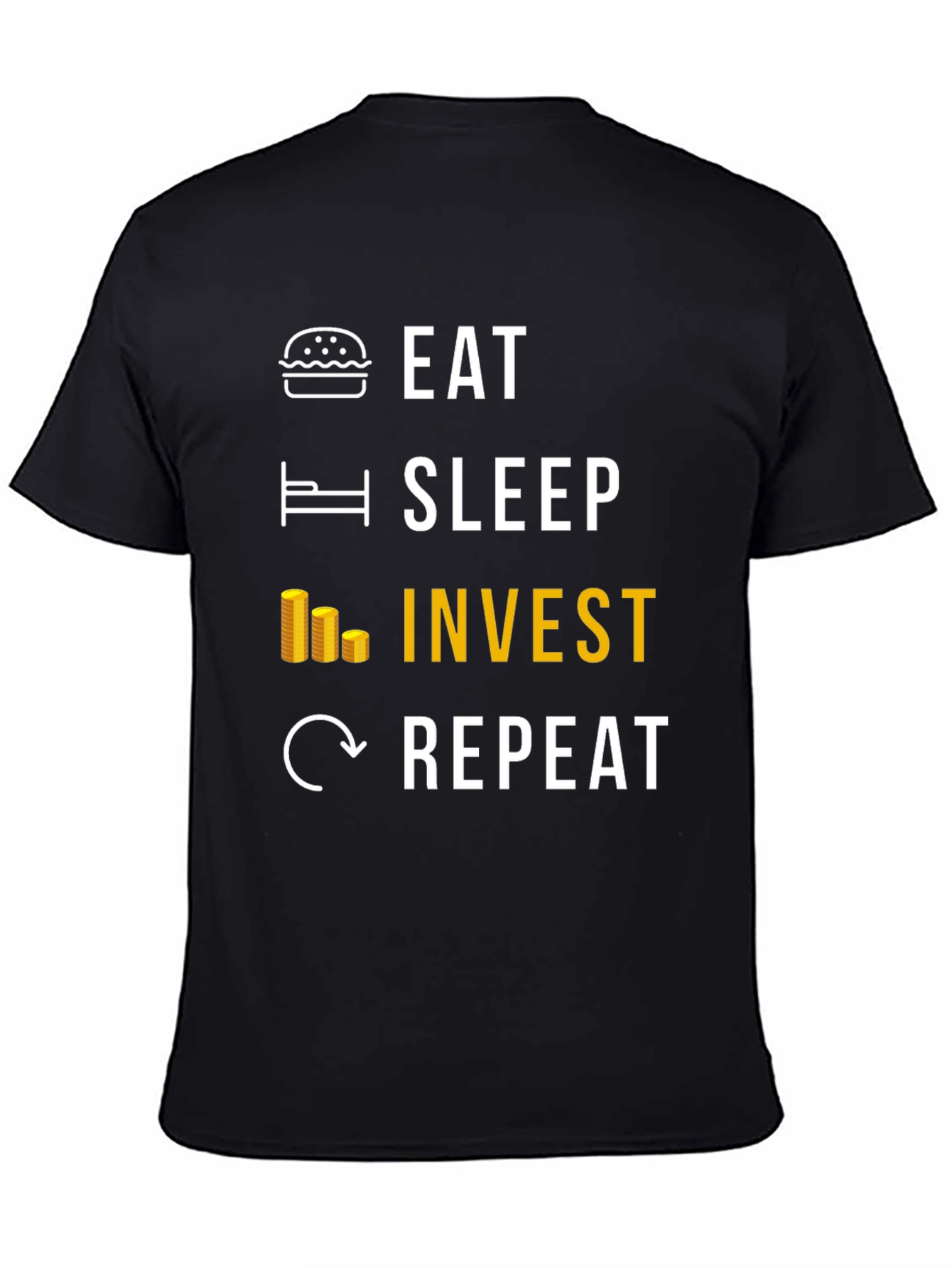 Black Eat Sleep Invest Repeat Graphic Tee view 4