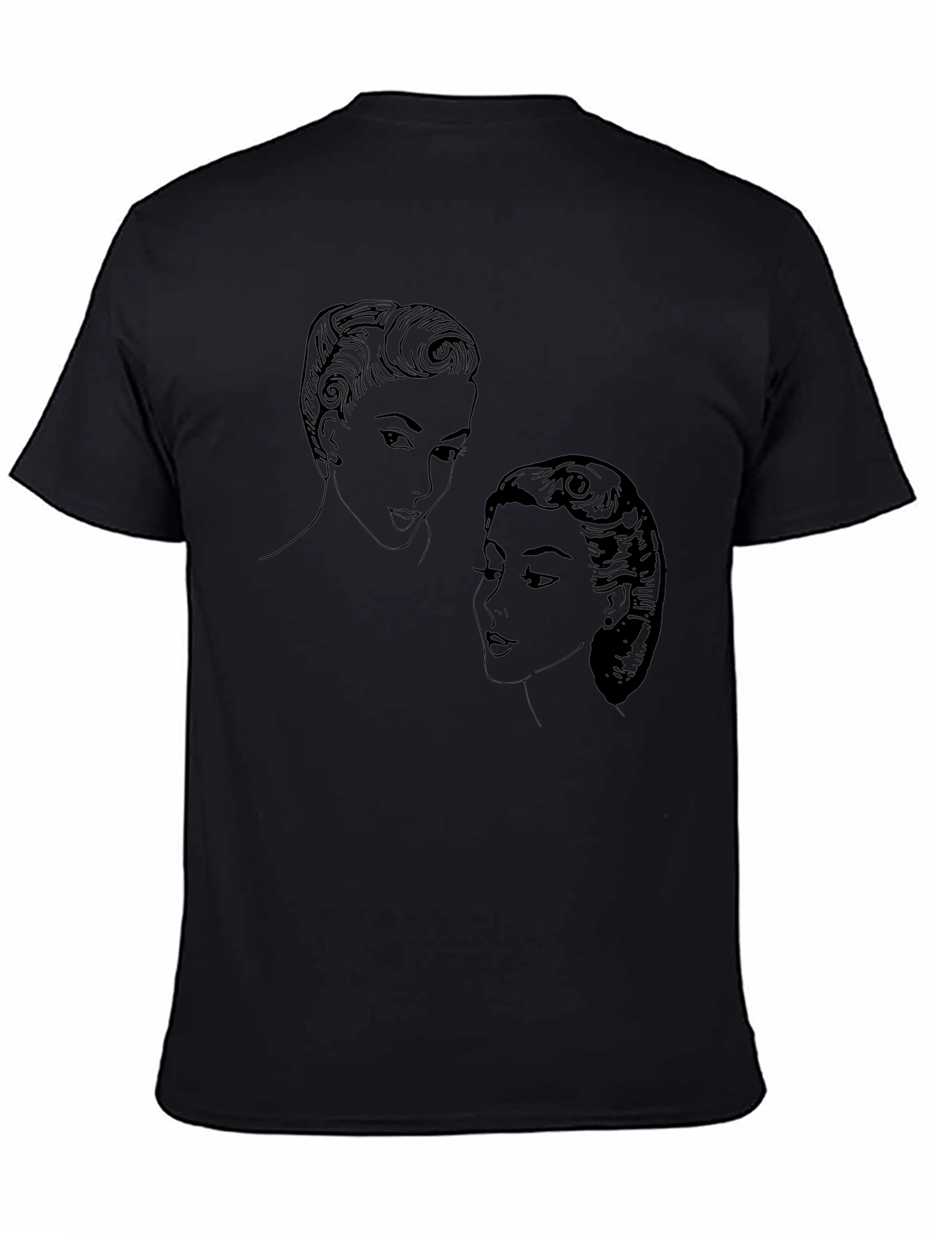 Black Retro Ladies Graphic Tee - Black Cotton view 4