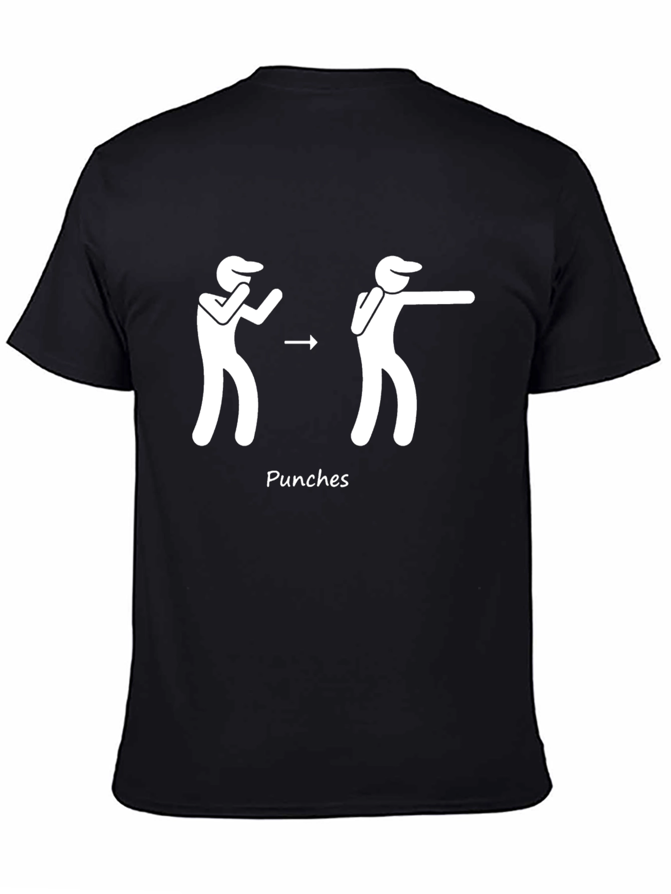 Black Punching Stick Figure Black Cotton T-Shirt view 4