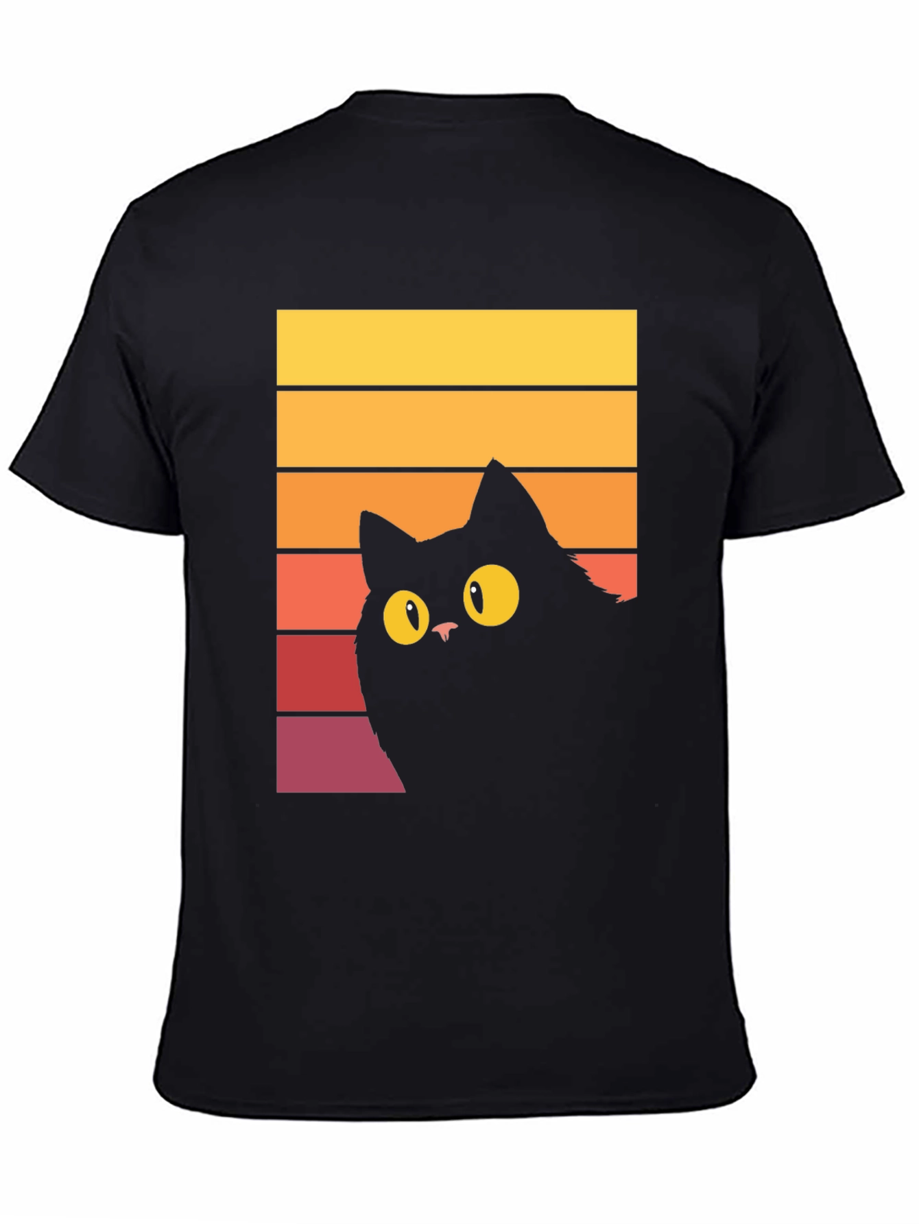 Black Retro Cat Graphic Tee - Vintage Style Black Cat T-Shirt view 4